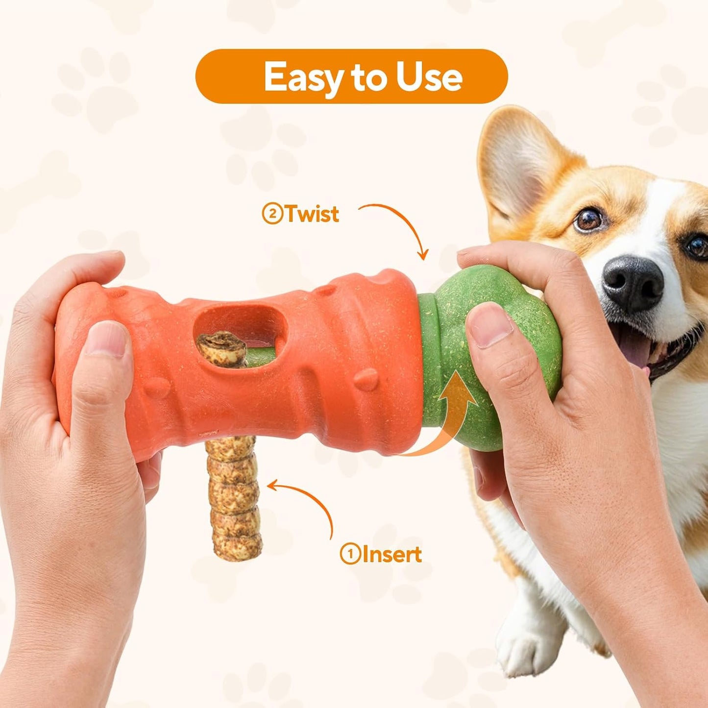 LIFLIX Cute Carrot Bully Stick Holder for Medium Large Breeds, Heavy Duty Dog Chew Holder, Safety Device to Prevent Choking