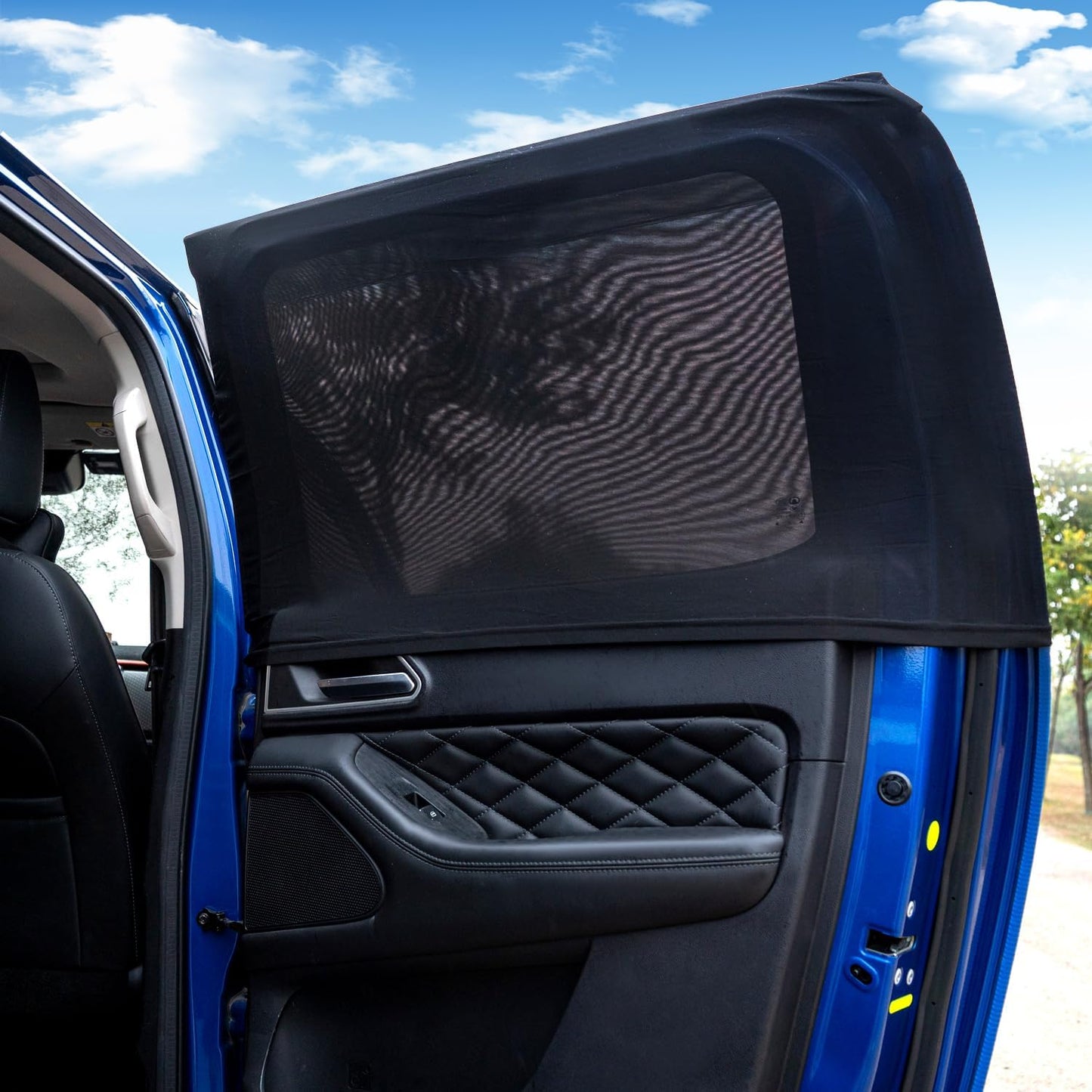 Car Window Shades,Highly Elastic Universal Car Rear Side Window Screen Mosquito Net Covers for 96% of Cars SUVs,Anti-Sun Glare, Reduce UV Rays, Privacy Protection(2 Pack)