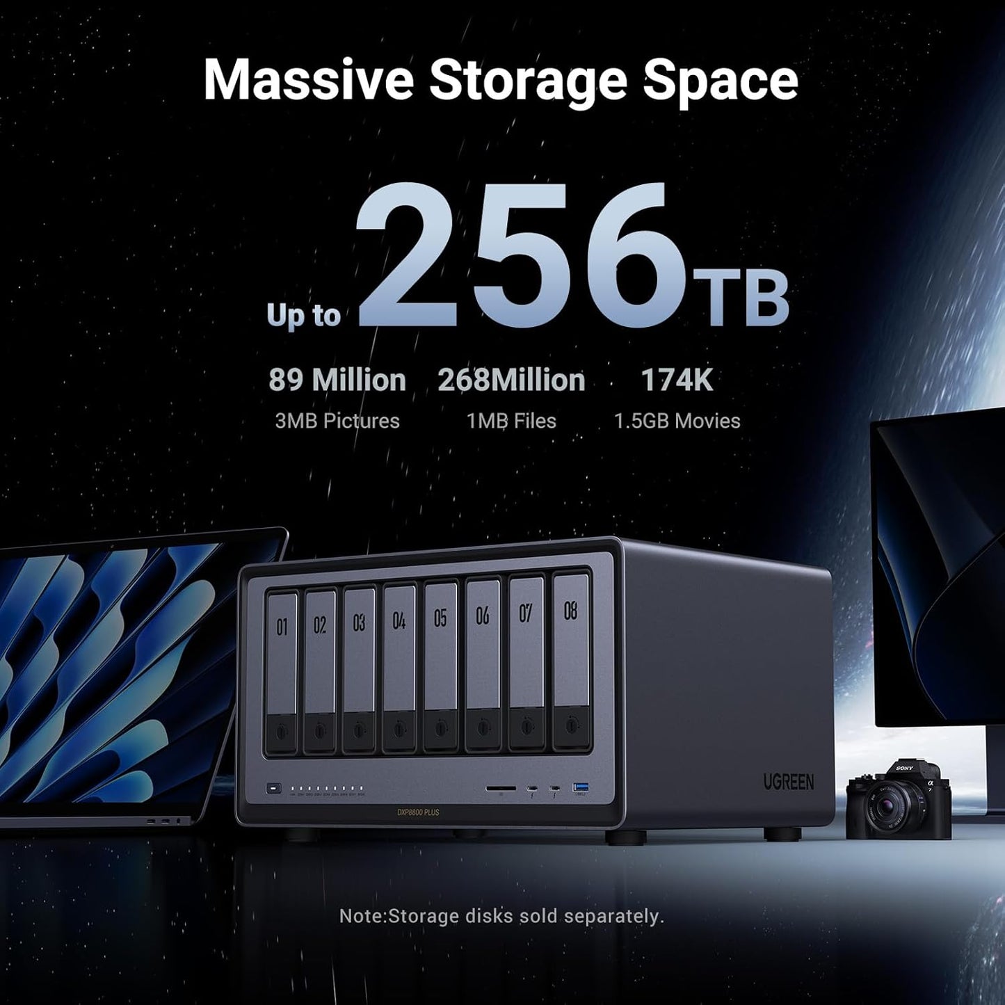UGREEN NASync DXP4800 Plus 4-Bay Desktop NAS, Intel Pentium Gold 8505 5-Core CPU, 8GB DDR5 RAM, 128G SSD, 1 * 10GbE, 1 * 2.5GbE, 2 * M.2 NVMe Slots, 4K HDMI, Network Attached Storage (Diskless)