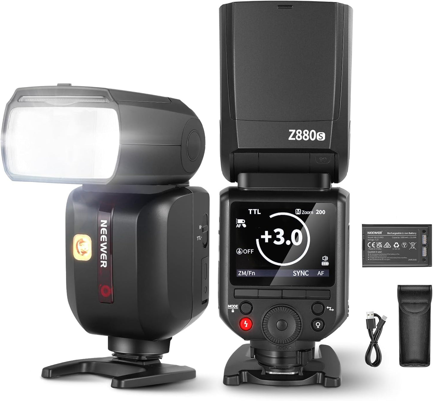 NEEWER Z880-C 2.4G 76Ws TTL Camera Flash Speedlite Compatible with Canon, Upgraded UI, Adjustable Modeling Lamp, TTL/M Quick Switch TCM Key, 1/8000s HSS 7.2V/3000mAh Battery 600 Full Power Flash
