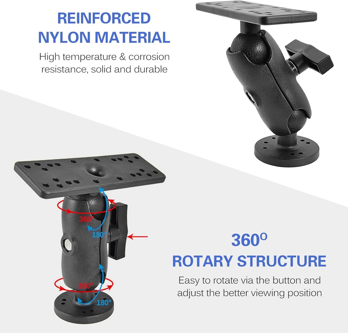 XINZY Portable Kayak Fishfinders Holder Fish Finder Ball Mount Base 360° Swivel Fish Finder Mount Fish Finder Kayak Accessory