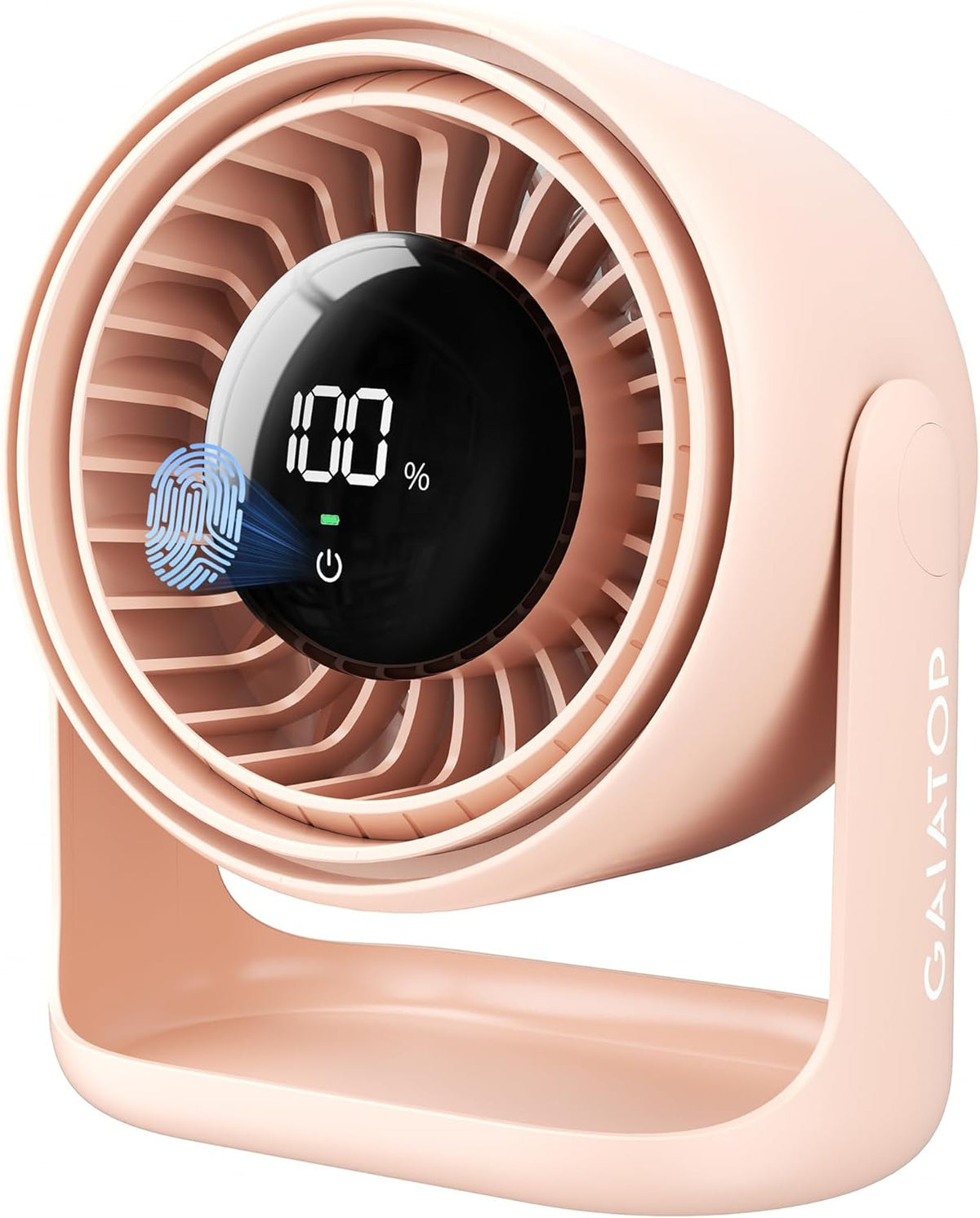 Gaiatop 7.7-Inch Rechargeable Desk Fan with Touch Control – Ultra Quiet USB-C Desktop Fan with 4000mAh Battery, 5 Speeds, LED Display & 90° Adjustable Tilt - PuriLite