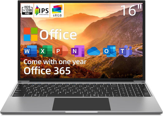 jumper Laptop, 16 Inch FHD IPS 1200p Screen, Quad Core CPU, 4GB LPDDR4 RAM 128GB ROM, Office 365 1-Year Subscription, Windows 11 Computer with Numeric Keypad, 4 Stereo Speakers, WiFi.