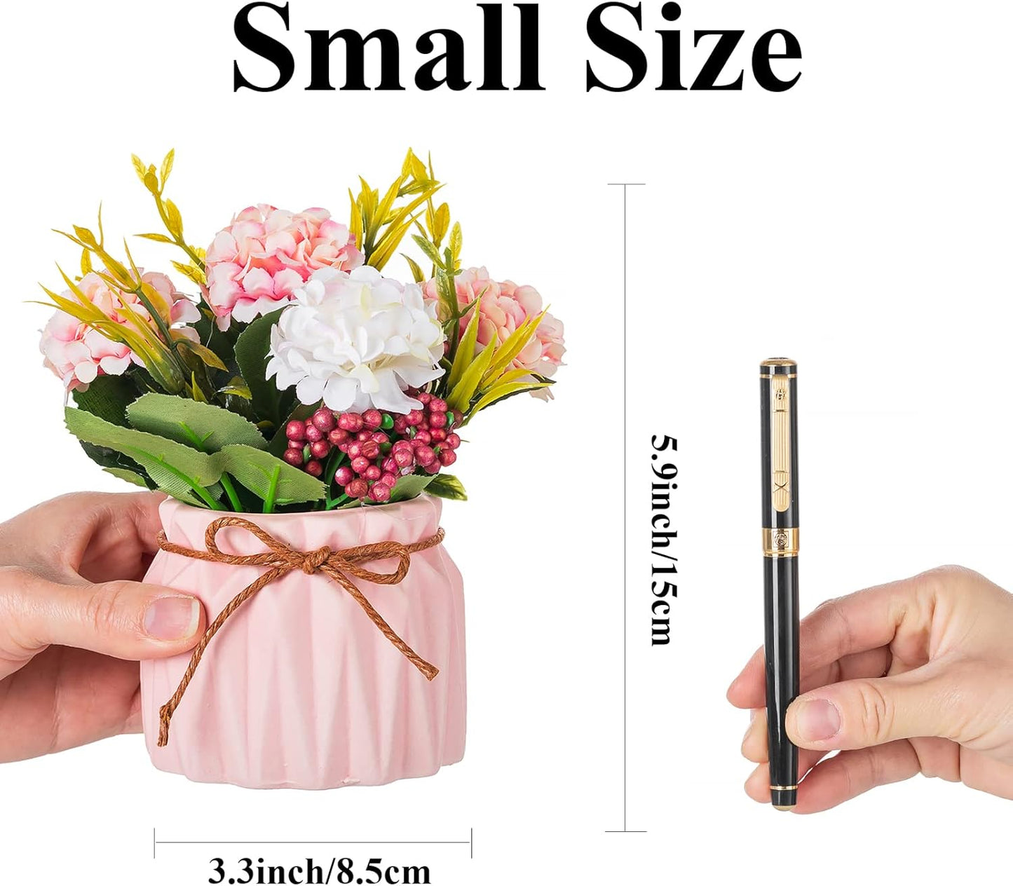 BLOSMON White Fake Flowers with Vase: Small Coffee Table Decor Bathroom Hydrangea Faux Flowers in Vase Office Desk Shelf Home Living Room Bedroom Vanity nightstand Decorations Floral Arrangement
