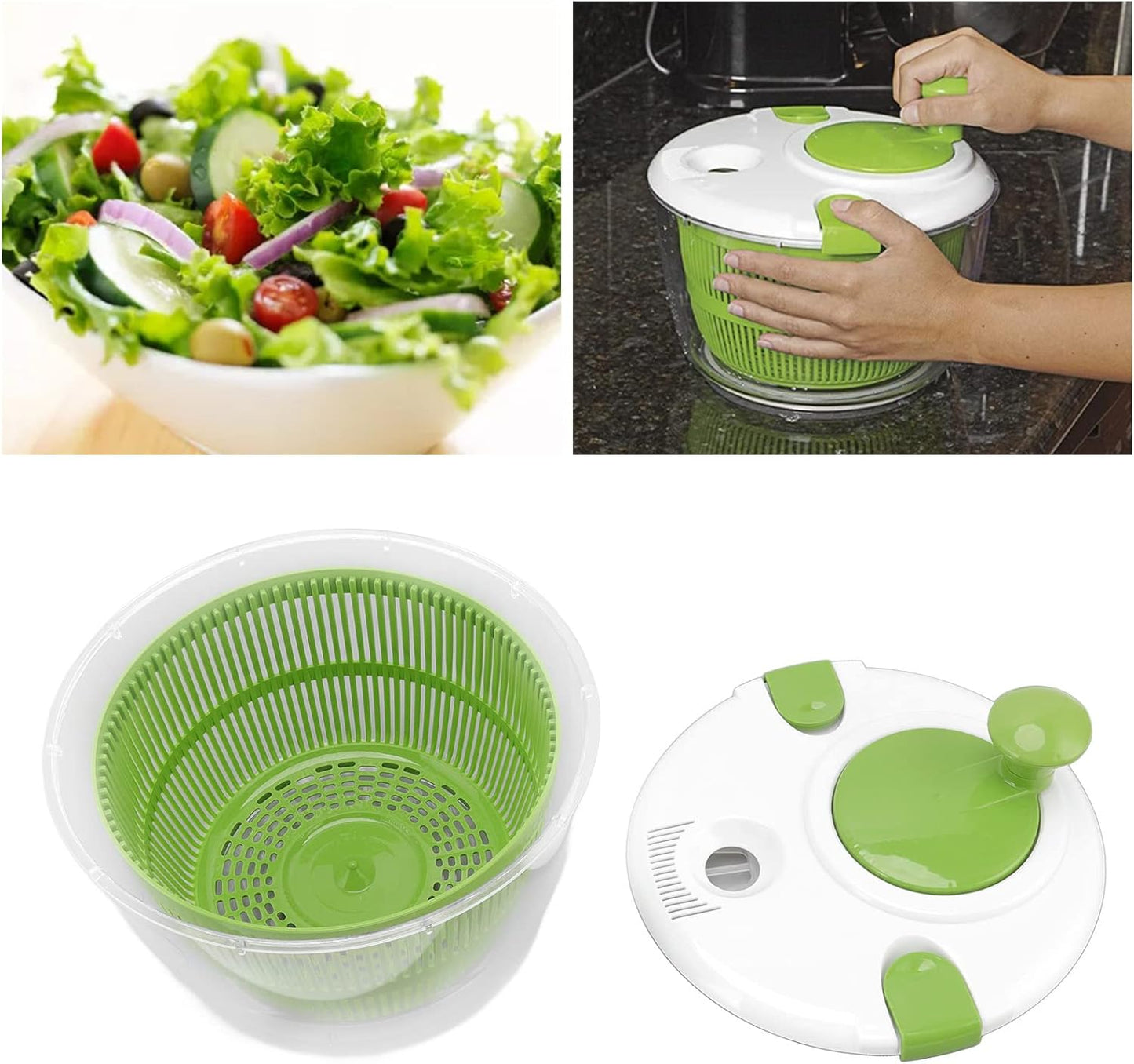 Salad Spinner with Hand Crank, Multifunctional Vegetable Spinner, Salad Dryer, Kitchen Tool