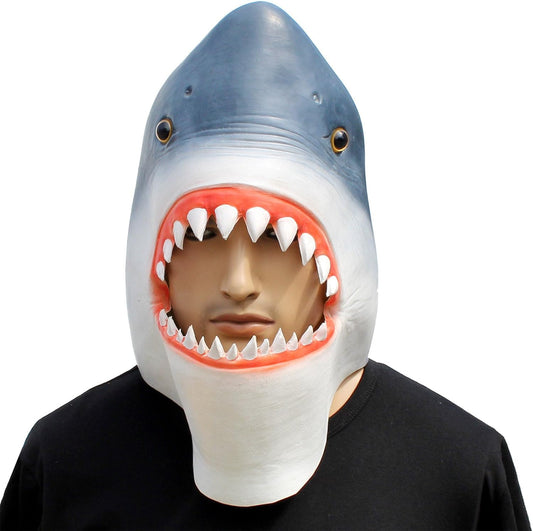 Shark Mask Fish Costume Mask Novelty Halloween Costume Party Latex Animal Head Mask - PuriLite