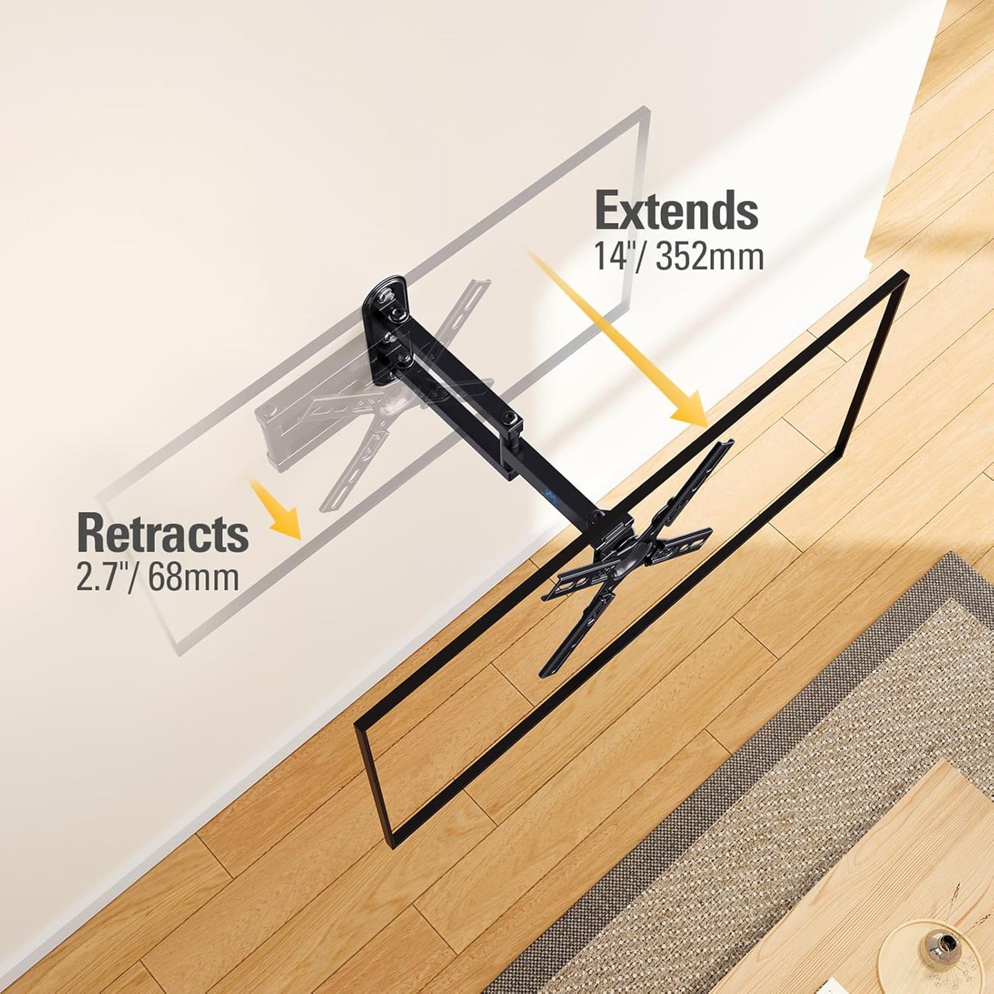 Mounting Dream TV Mount for Most 26-55 Inch TVs, Full Motion TV Wall Mount with Perfect Center Design on Single Stud Articulating Mount Max VESA 400x400mm up to 77 LBS, MD2413-MX