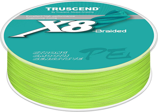 TRUSCEND X8 Braided Fishing Line, Durable and Valuable Braid PE Line for Professionals, More Thinner More Smoother Performance for Casting Well, Must-Have Freshwater Fishing Gear, Fishing Gift for Men - PuriLite