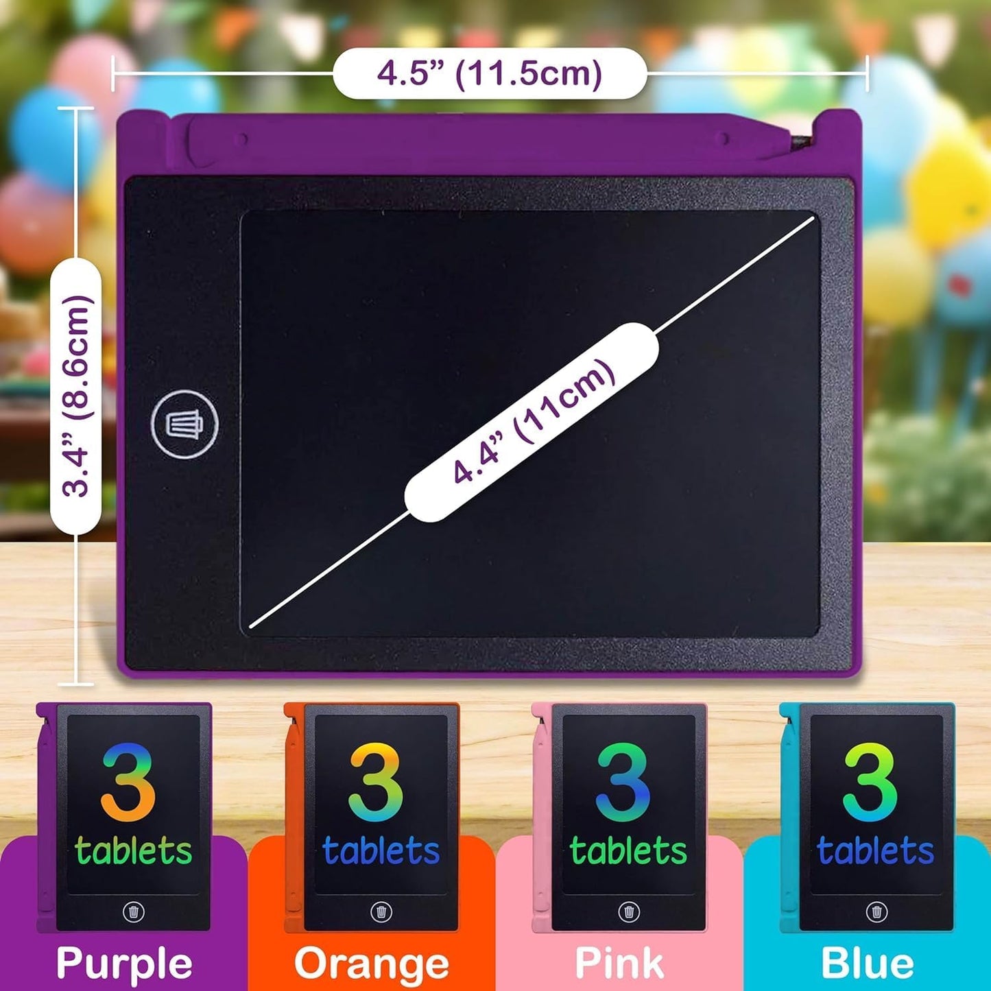 Mini LCD Writing Tablet for Kids, 12 Pack – 4.5 Inch Mini Drawing Board. Fun and Educational for Kids That Sketch and Doodle. Perfect Party Favor, Goodie Bag and Gift Bag Filler, School Prize Or Gift