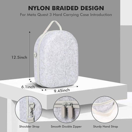 Large Carrying Case for Meta Quest 3/Quest 3S, Hard Travel Case Compatible with Battery Head Strap, Controllers and Other Accessories, Portable Travel Bag for Oculus Quest 3S/Quest 3, Gray