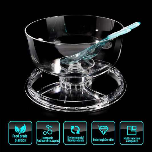 Cake Stand with Demo Cover, 6 in 1 Multi-Functional Serving Platter Display Stand for Christmas Wedding Party, Acrylic Cake Plate/Salad Bowl/Dessert Platter, BPA-Free, Send 1 Fork and 1 Spoon - PuriLite