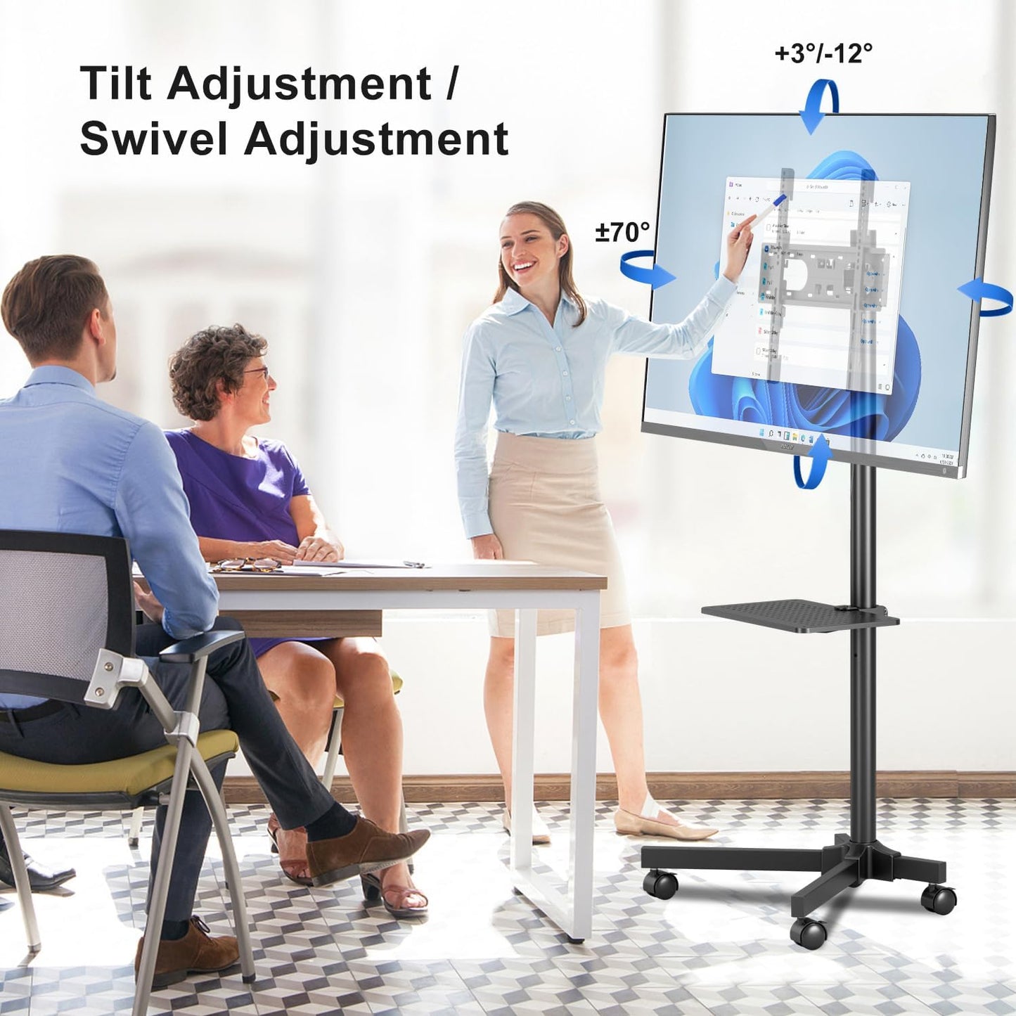 Suptek Universal TV Stands, Table Top TV Stand, Pedestal TV Stand for Most 17"-55" Screens, Height Adjustable TV Base Stand with Tempered Glass Base and Wire Management, Hold up to 40kg, VESA 75/400mm