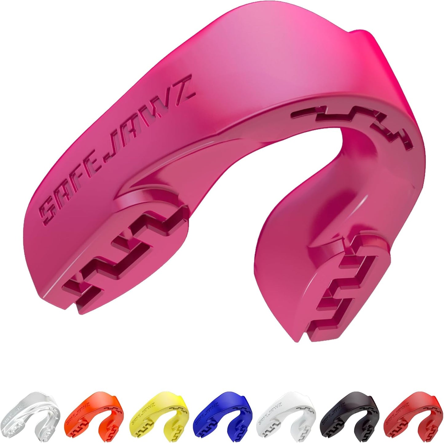 SAFEJAWZ Mouthguard Strapless Slim Fit, Adults and Junior with Case for Boxing, Basketball, Football, MMA, Martial Arts, Hockey and All Contact Sports (Adults (12+ Years), Black)