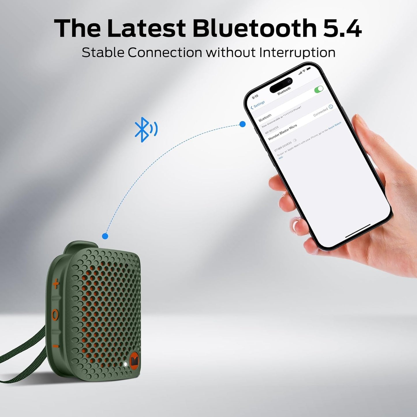 Monster Blaster Micro Clip on Bluetooth Speaker, Wireless Wearable Speaker for Hands-Free Calls and Music, Mini Small Portable Speaker for Workout, Cycling, Running, TWS, IPX7, 12H Playtime, Blue