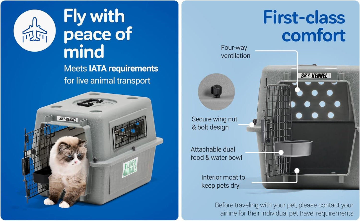 Petmate 00200 Sky Kennel for Pets from 25 to 30-Pound, Light Gray