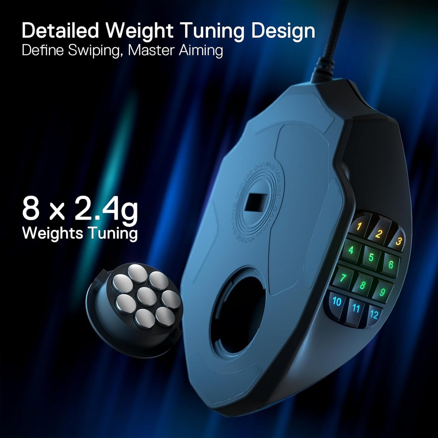 Redragon M913 Impact Elite Wireless Gaming Mouse, 16,000 DPI Wired/Wireless RGB Mouse with 16 Programmable Buttons, 45 Hr Battery and Pro Optical Sensor, 12 Side Buttons MMO Mouse