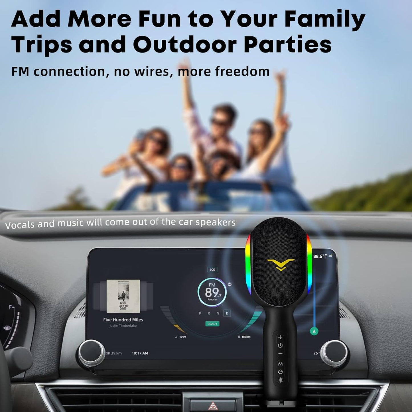 Wireless Bluetooth Karaoke Microphone, 5-in-1 Portable Handheld Mic Speaker with Dynamic RGB Lights, Mini Karaoke Machine for Car Travel Home Party, Music Recording, Duet Singing, Gift for Kids Adults
