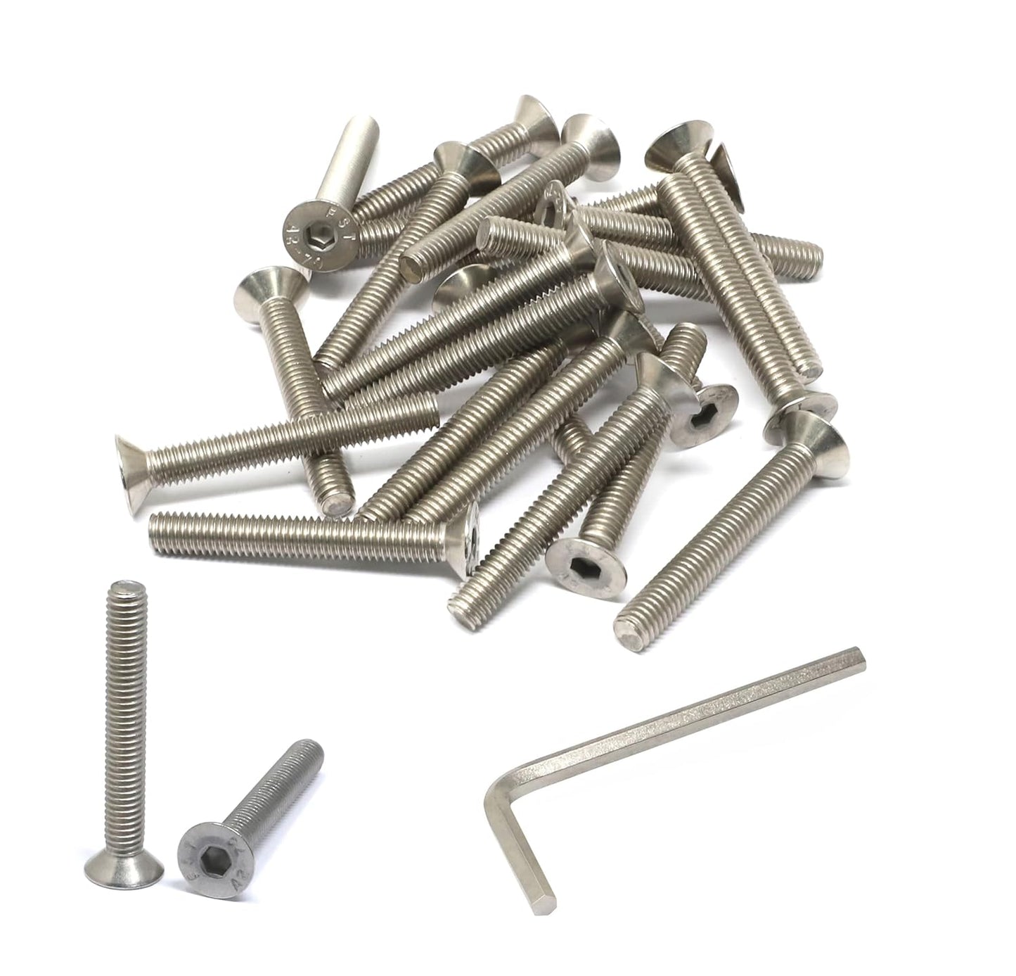 iexcell 5 Pcs M8 x 80mm Thread Pitch 1.25 mm Stainless Steel 304 Hex Socket Flat Head Cap Screws Bolts Kit