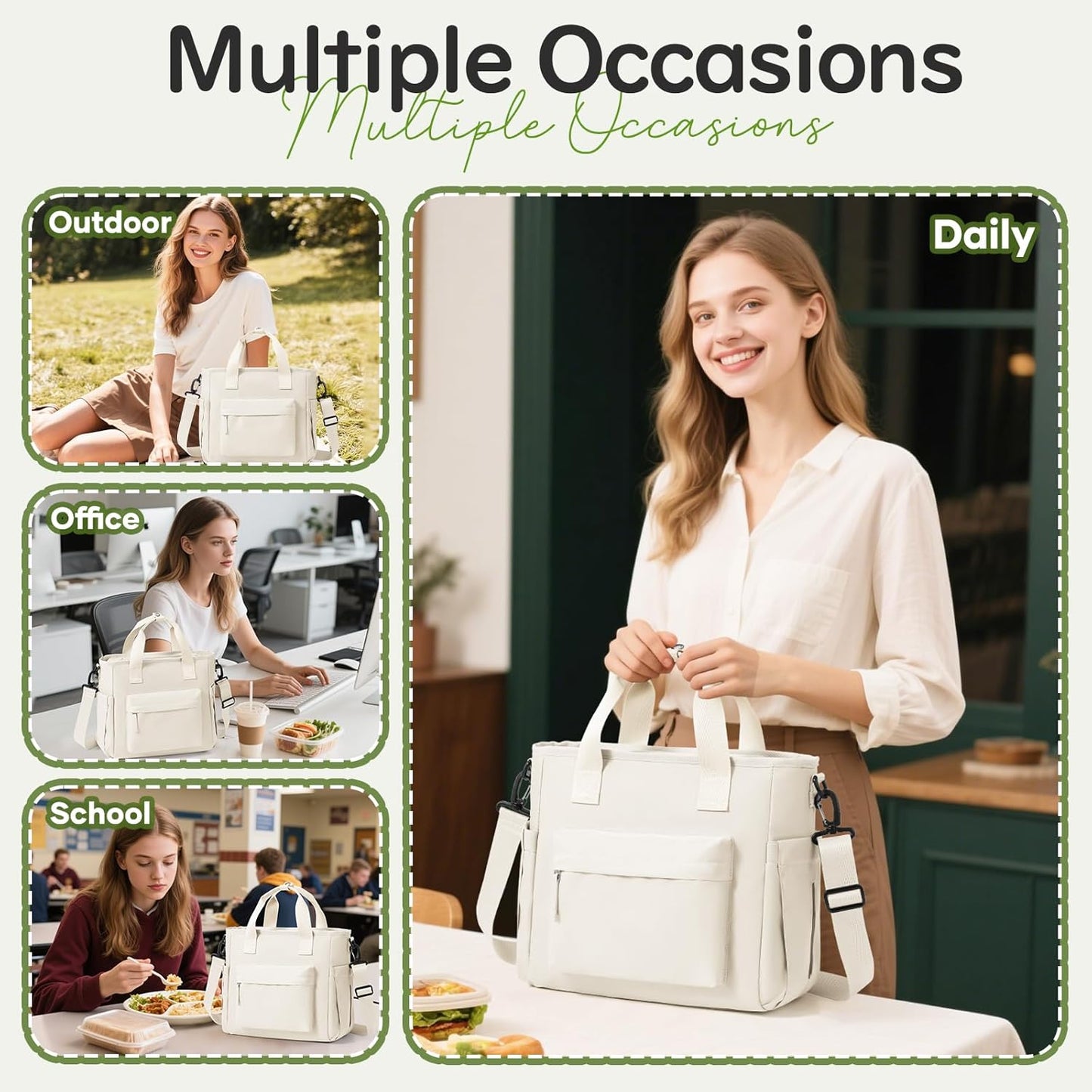 Lunch Bag Insulated Lunch Box Leakproof Lunch Tote Bags for Women Men,Portable Thermal Cooler Bag Lunch Containers with Shoulder Strap for Work, Family, Picnic, School, Outdoor,BBQ C2-Pinkpurple
