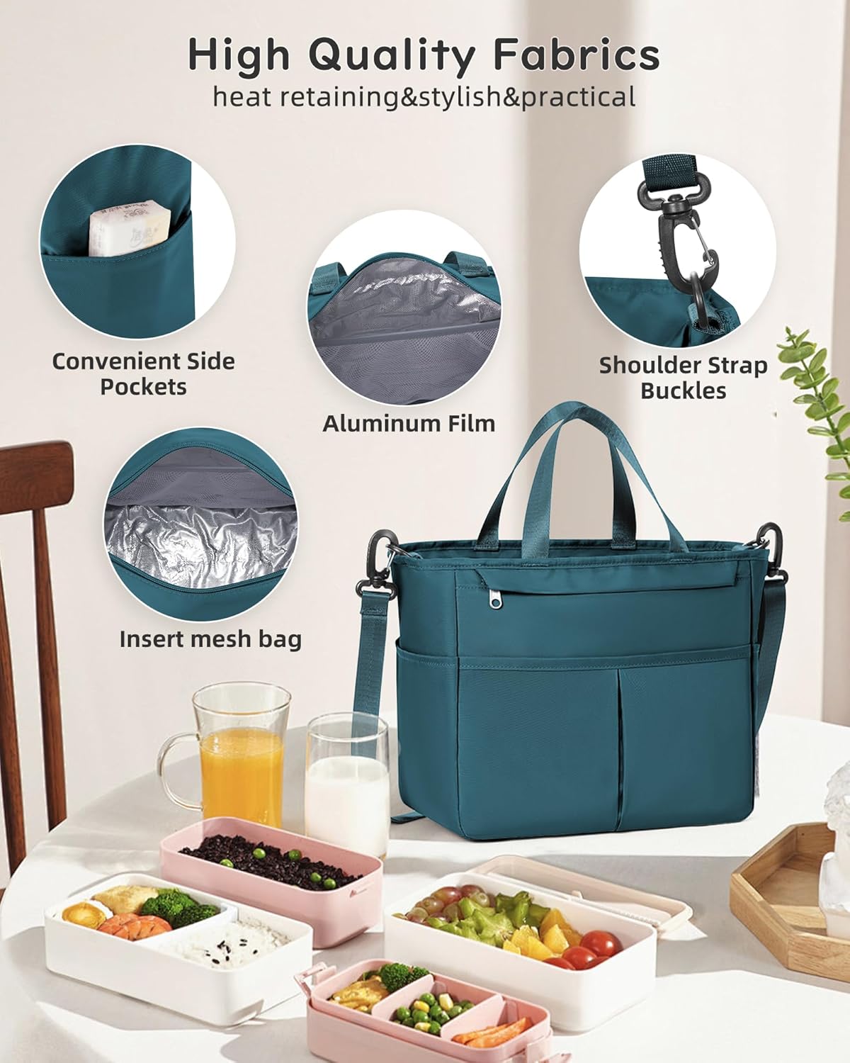Lunch Bag Insulated Lunch Box Leakproof Lunch Tote Bags for Women Men,Portable Thermal Cooler Bag Lunch Containers with Shoulder Strap for Work, Family, Picnic, School, Outdoor,BBQ C2-Pinkpurple