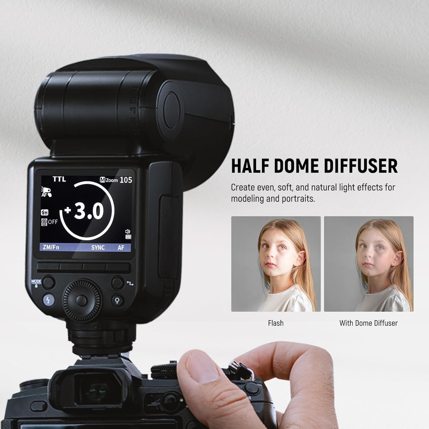 NEEWER Z2-N 2.4G TTL Round Head Flash Speedlite Compatible with Nikon Cameras, 76Ws 1/8000s HSS with Diffuser, 2 Modeling Lamps, Upgraded UI, TTL/M Toggle Key, 3000mAh Battery, 600 Full Power Flash