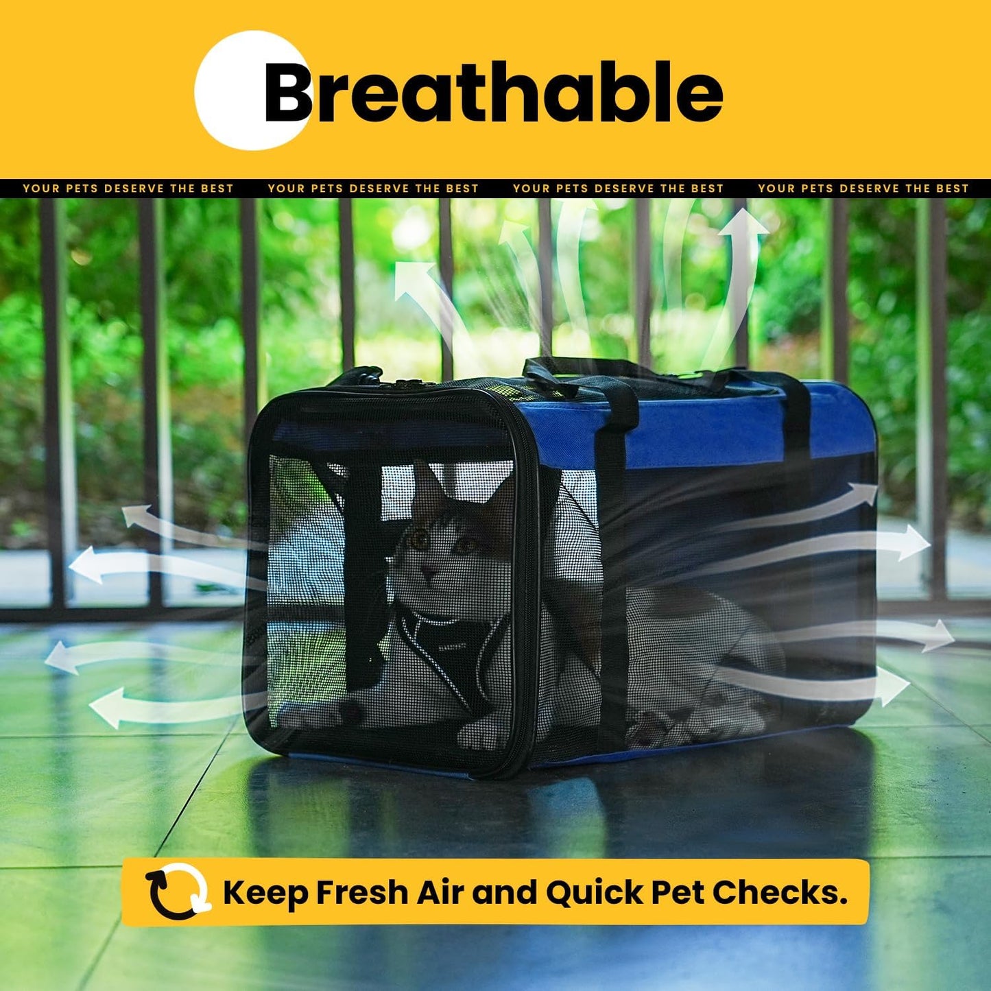 Conlun Cat Carrier Bag,Soft-Sided Pet Carriers for Dogs with 4-Sided Mesh,Airline Approved Cat Transport Carrier for Small&Medium Cats Kitten Puppy Up to 6Kg,Collapsible Cat Travel Carrier-M,Black