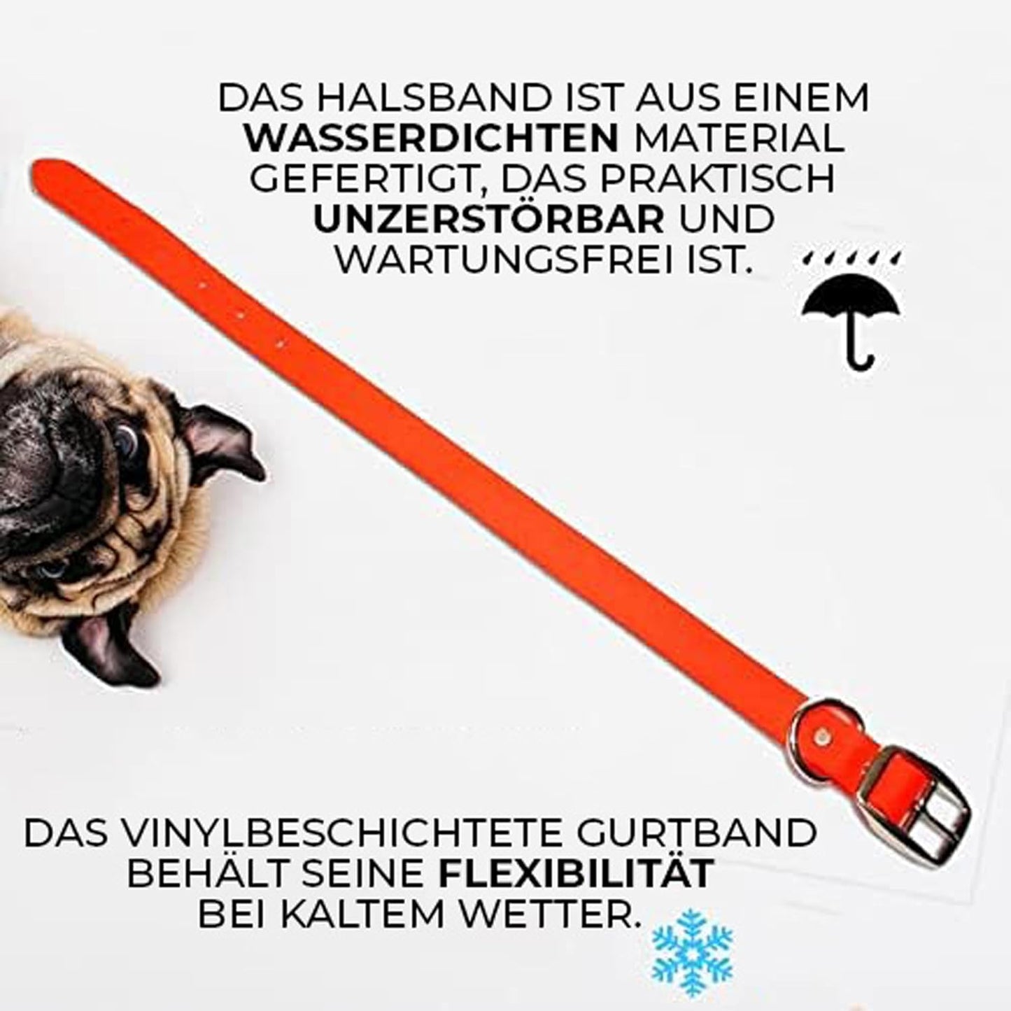 Regal Dog Products Large Pink Waterproof Dog Collar with Heavy Duty Double Buckle & D Ring | Vinyl Coated, Custom Fit, Adjustable Biothane Dog Collar | Chew Resistant Waterproof Collar for Dogs