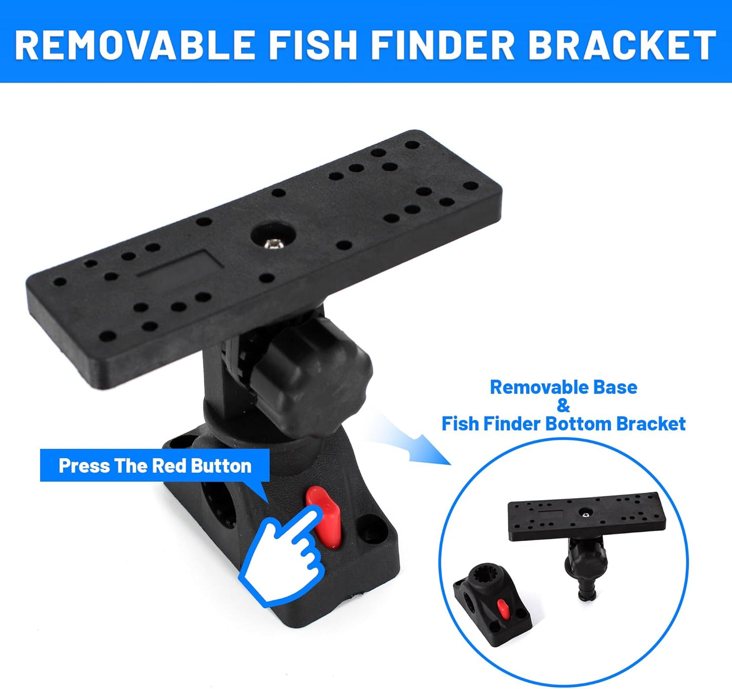 Xproutdoor Fish Finder Mounts for Boat, 360° Adjustable Fish Finder Mounting Brackets, Depth Finders Mount, Universal Marine Electronics Mounting Plate for Boat, Canoe, Kayak
