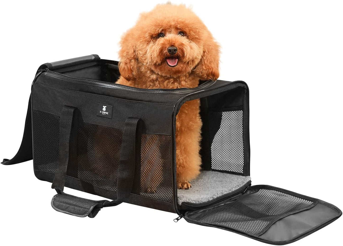 X-ZONE PET Cat Carrier Dog Carrier Pet Carrier for Small Medium Cats Dogs Puppies of 15 Lbs,Airline Approved Soft Sided Pet Travel Carrier,Dog Carriers for Small Dogs - Black Grey Purple Blue Brown
