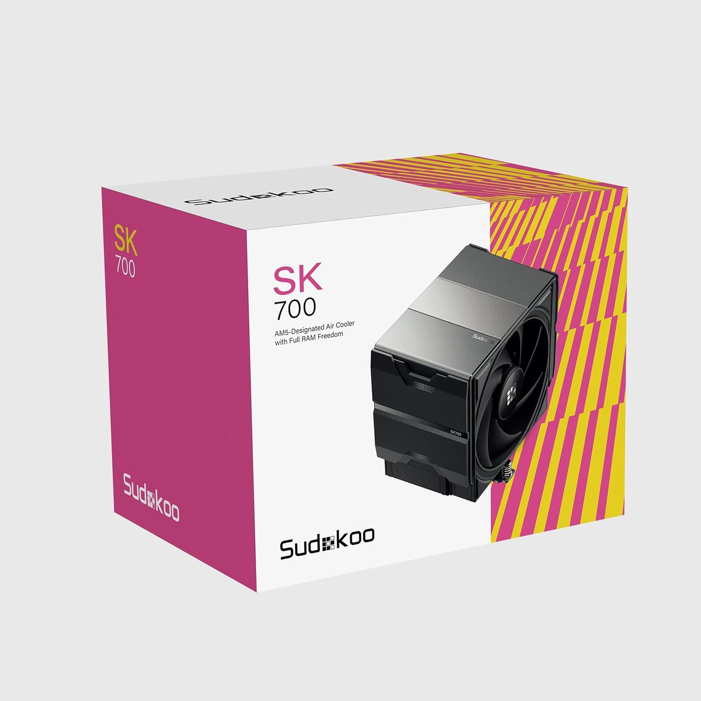 Sudokoo SK700V White AM5 CPU Cooler : 7 Heatpipes CPU Air Cooler with Digital Display for AM5 Exclusive - Single Tower PC Cooling with 120mm FDB PWM Quiet Fan & L-Rail Lock Mount