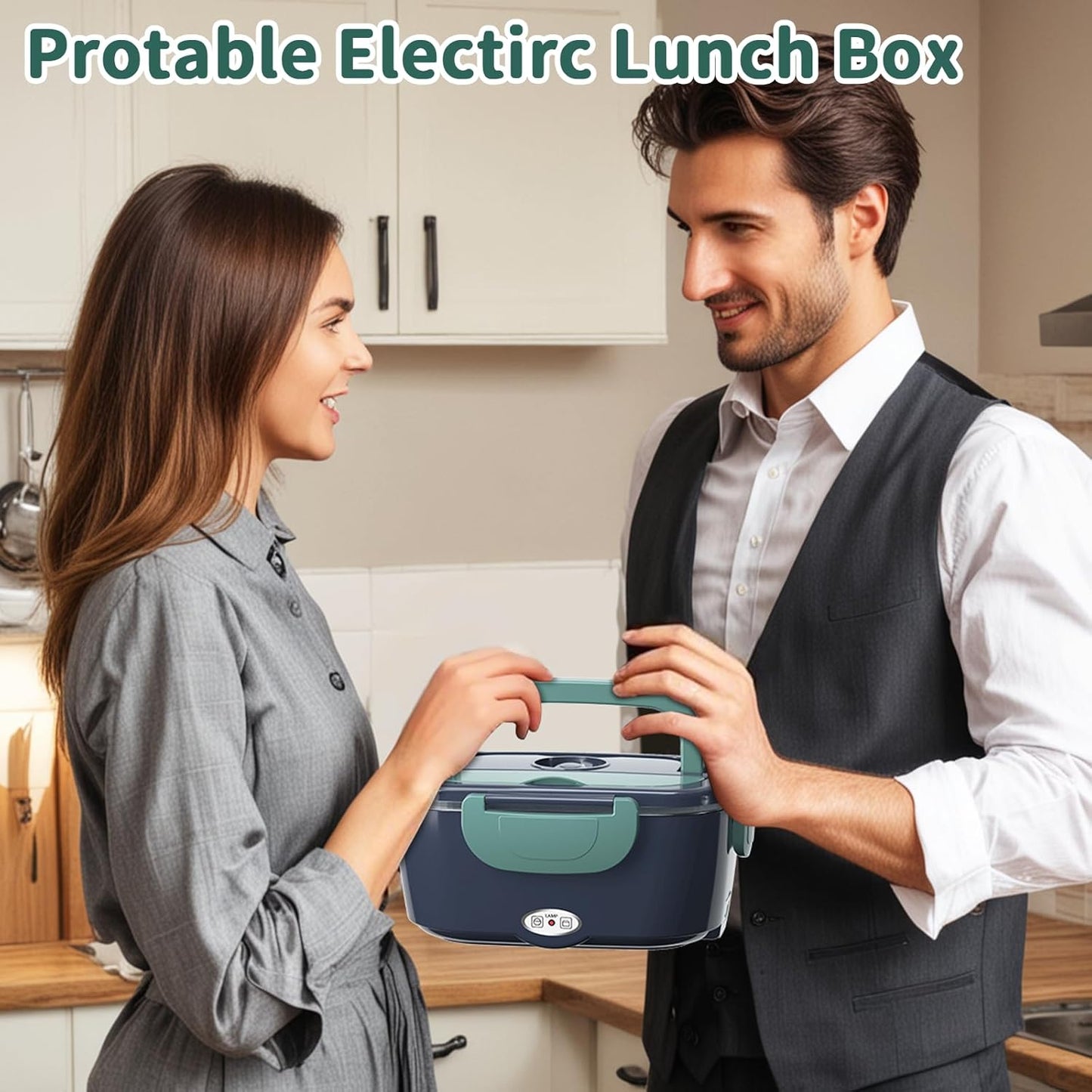 Electric Heated Lunch Box 100W - 3-in-1 Fast Heating Lunch Boxes Portable Food Heater for Adults,12V/24V/110V 1.5L Lunch Box with Leak-Proof Lid for Car Truck Office (3 Times Faster)