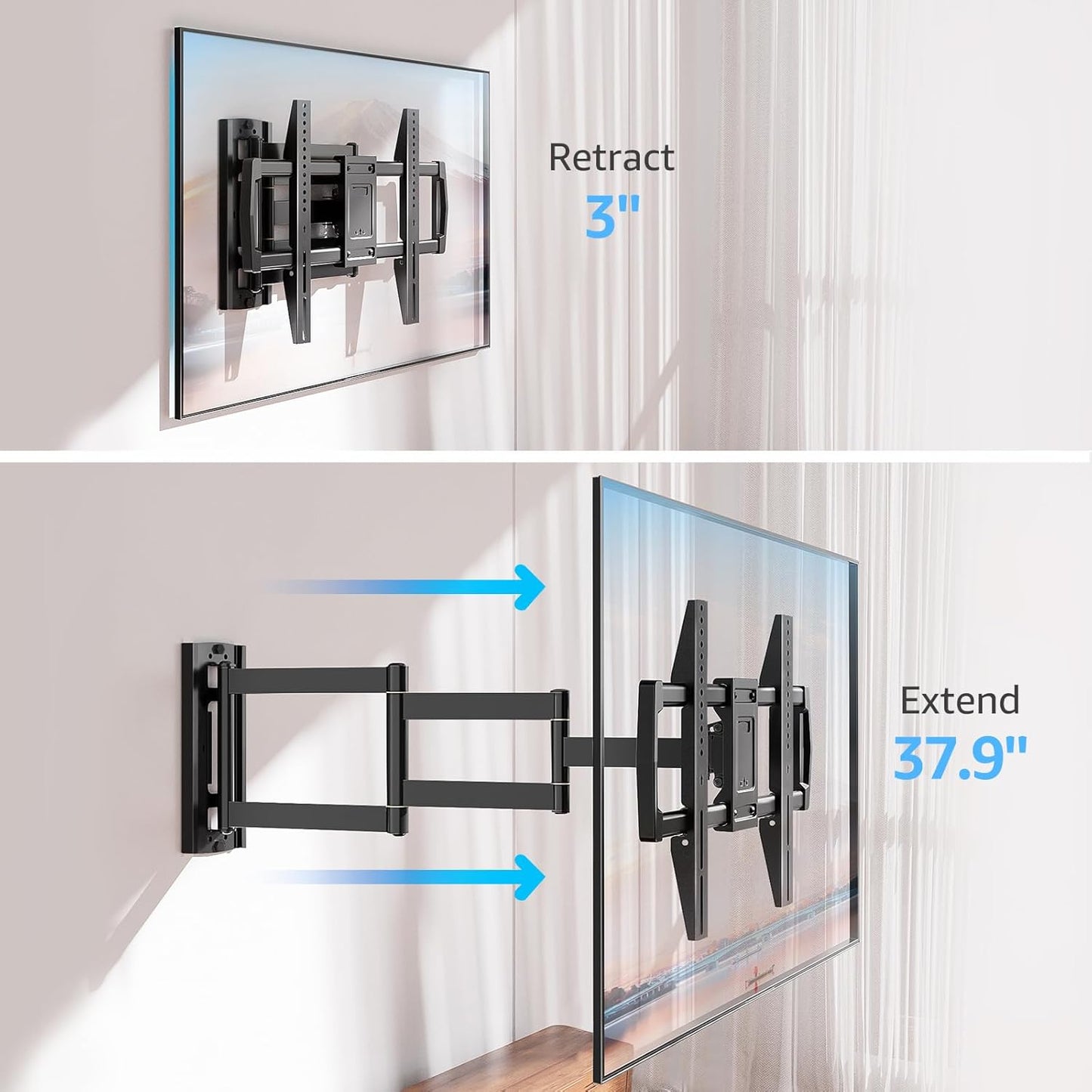MOUNTUP 37.9" Long Arm TV Wall Mount for Most 42-75 Inch TVs, Full Motion Corner Wall Mount TV Bracket with Extension & Tilt & Swivel Articulating Arm, Max VESA 600x400mm and Up to 99 lbs, MU0047-L