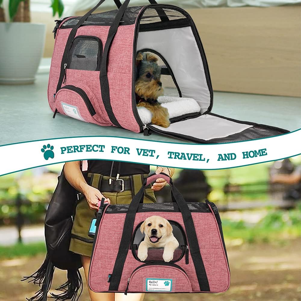 Premium Airline Approved Soft-Sided Pet Travel Carrier by PetAmi | Ventilated, Comfortable Design with Safety Features | Perfect For Plane or Car | Ideal for Small to Medium Sized Cats, Dogs, and Pets