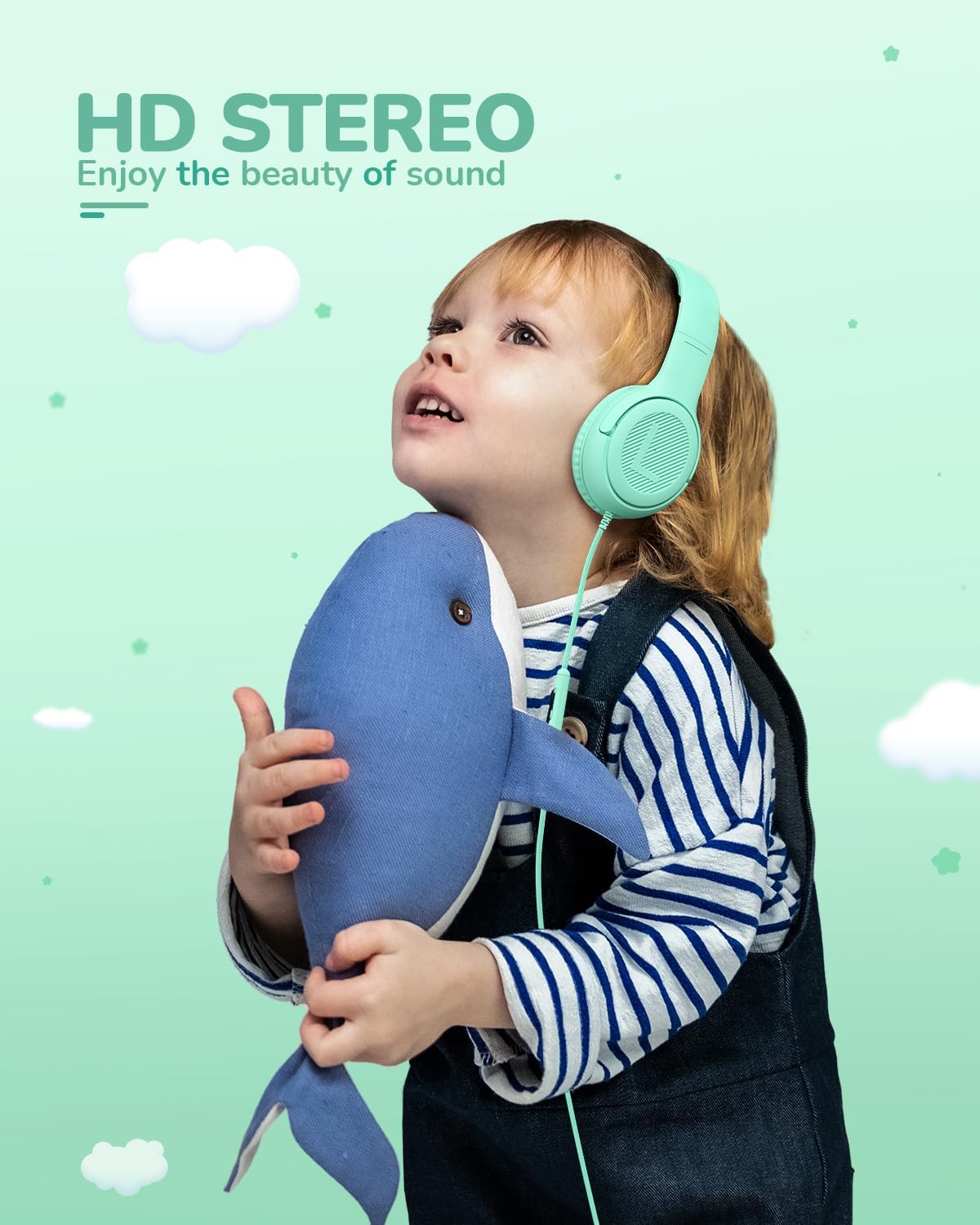 awatrue Kids Headphones with Microphone, Wired Headphones for Kids 85/94dB Safe Volume Limit, Over Ear Headsets, Boys Girls Childrens Headphones for School/Travel/Fire Tablet/BlueOrange