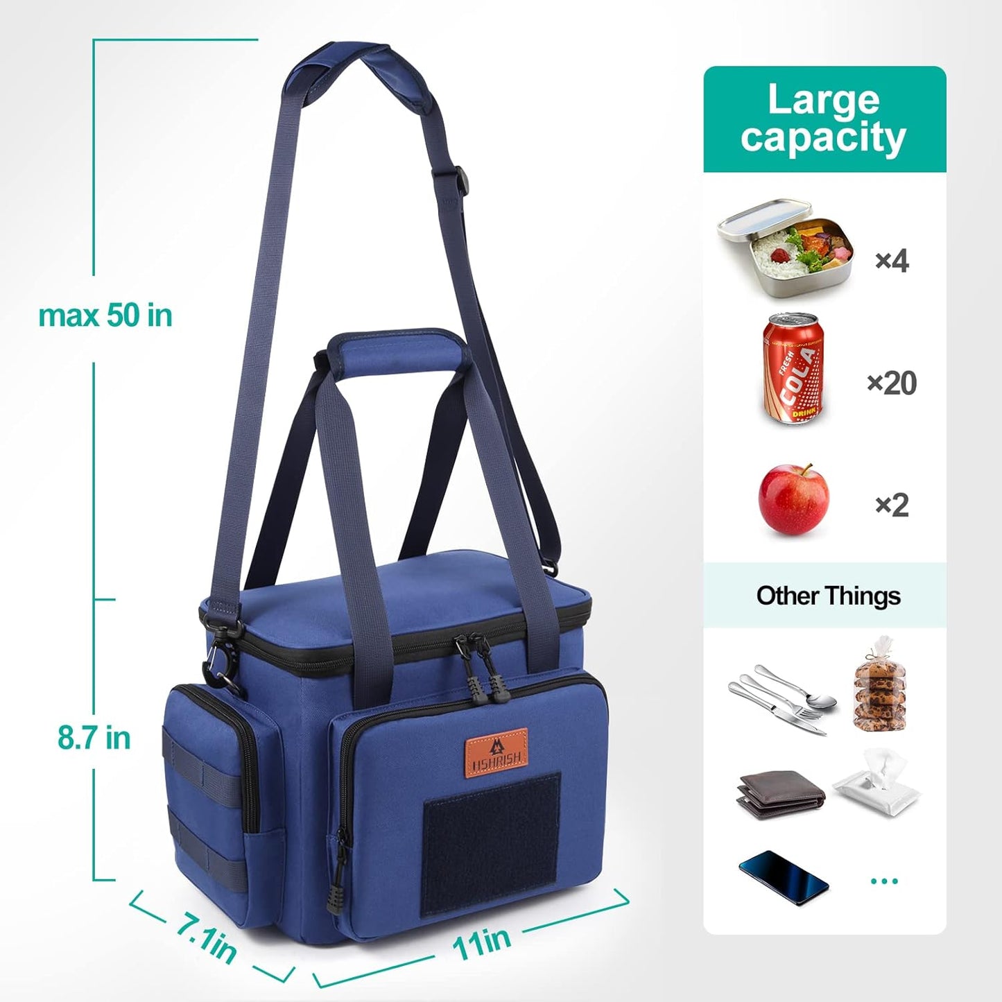 HSHRISH Tactical Large Lunch Bag for Men,Leakproof Insulated Lunch Box, Durable Soft Cooler Bag with Shoulder Strap Lunch Pail for Work Shifts Outdoor