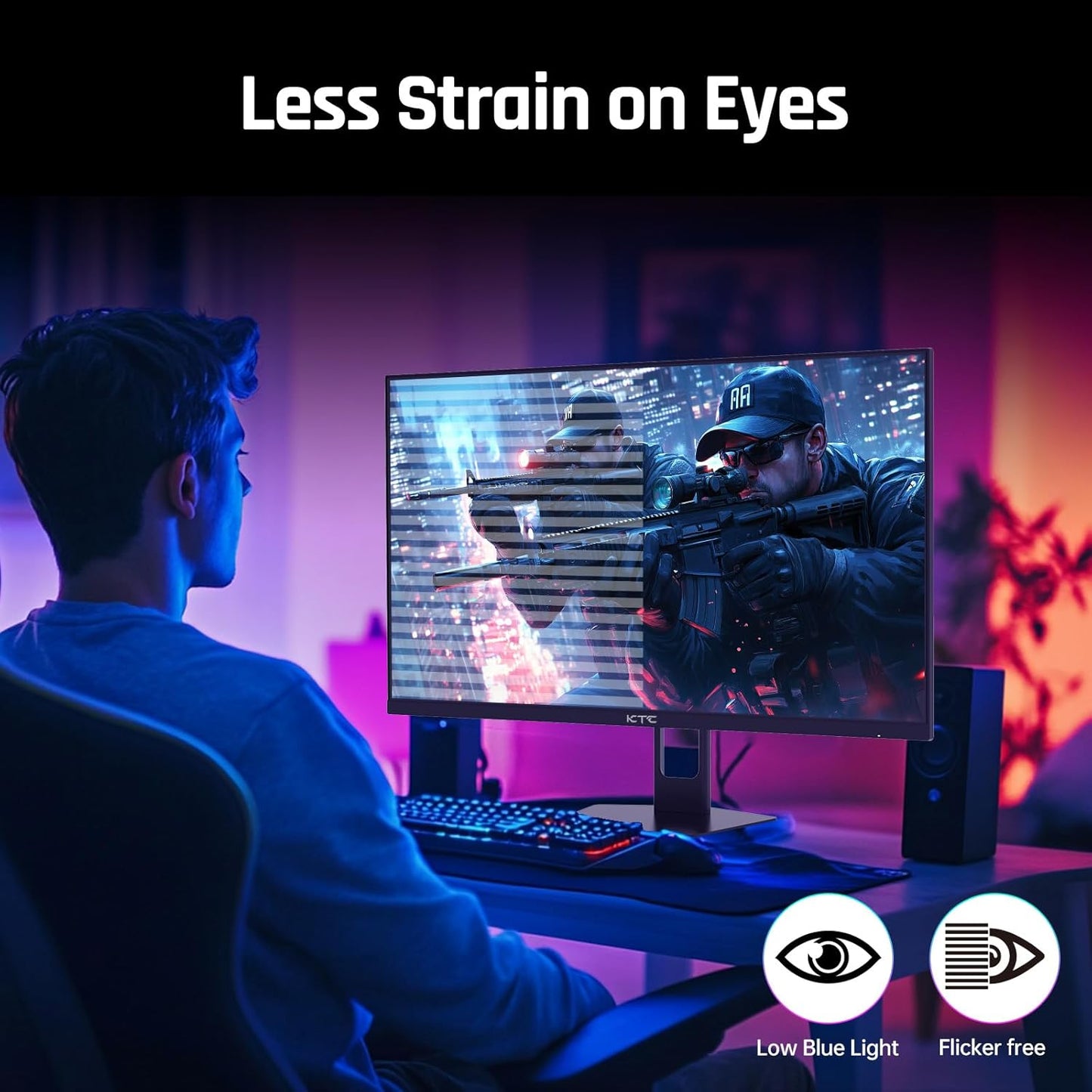 KTC 32 Inch 2K Computer Monitor, IPS 1440p Monitor with Ultra-Thin Bezels, HDR10, Freesync/G-sync, HDMI/DP Ports, Tilt Adjustable, Eyecare, Ideal for Business, Office, and Casual Gaming