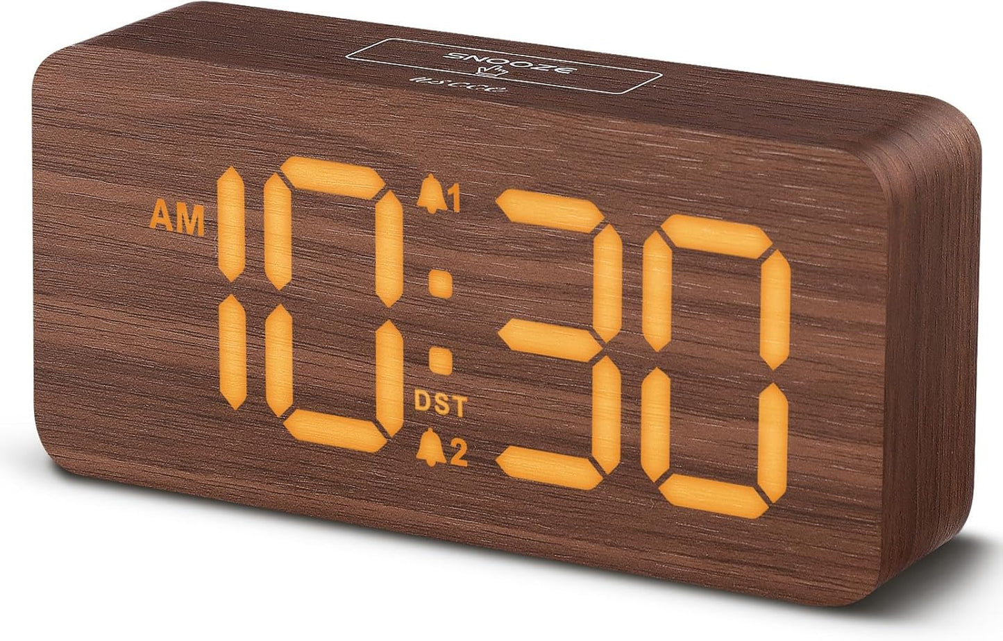 Purilite Select Wooden Digital Alarm Clock with Large LED Display