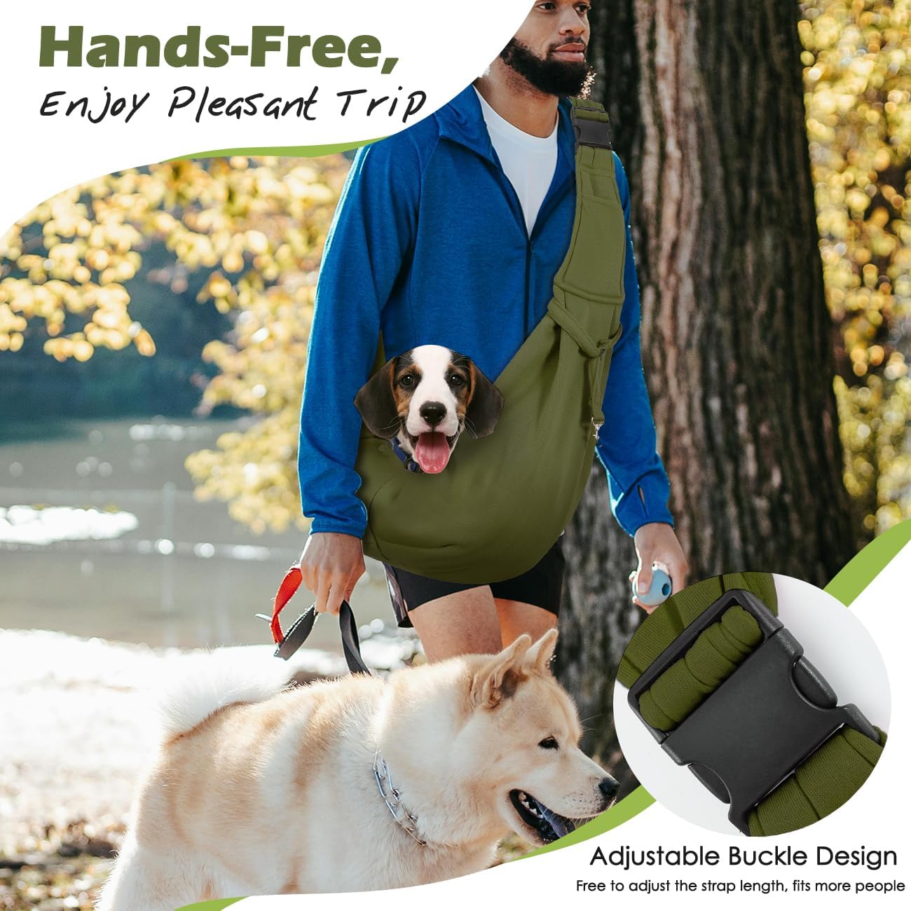 Pawaboo Small Dog Sling Carrier, Reversible Hands Free Dog Sling Carrier for Small Dogs and Cats, Puppy Sling Carrier with Adjustable Strap Buckle & Safety Harness, Puppy Essentials, Grey
