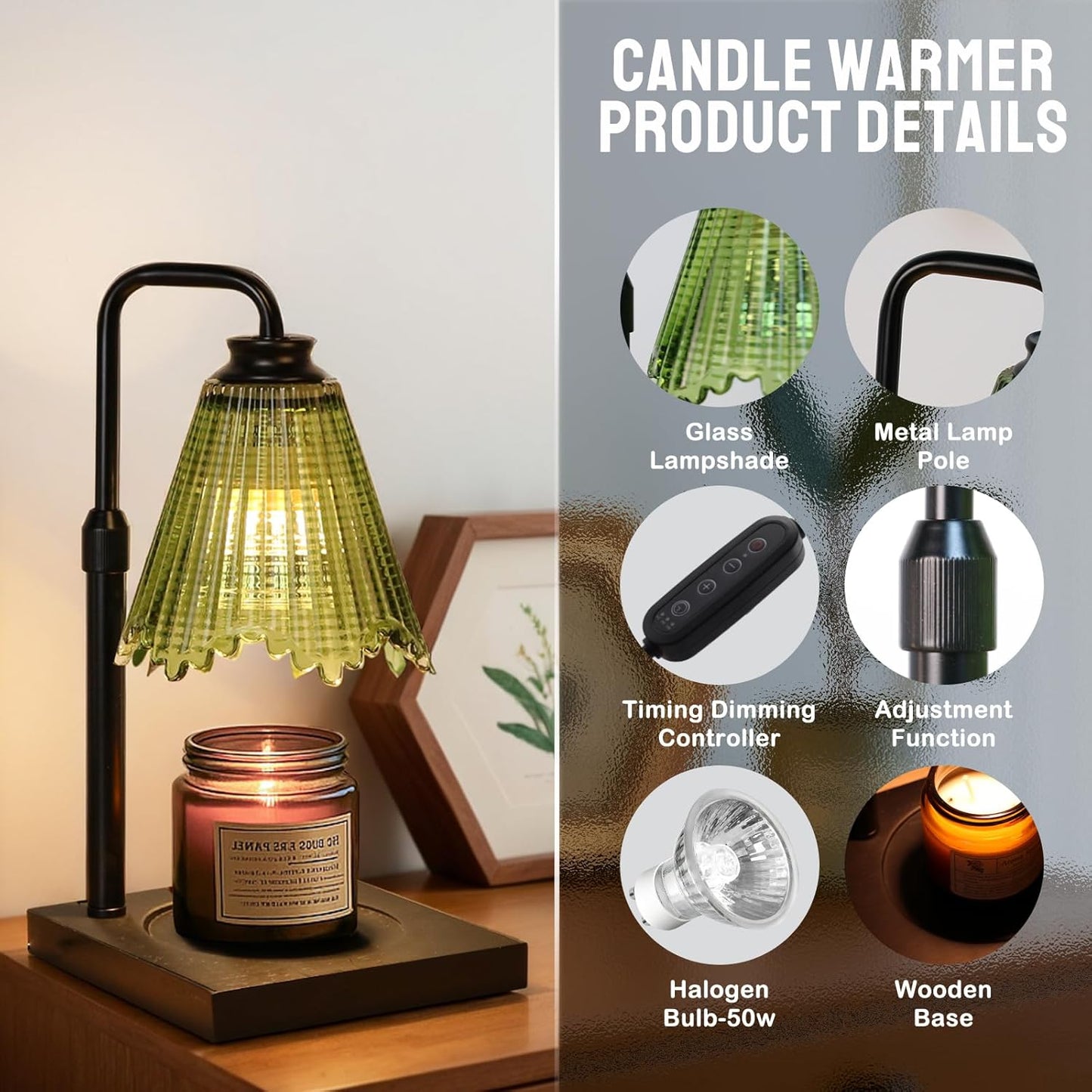 GEEZO Fragrance Candle Warmer Lamp,Electric Candle Warmer with Timer & Dimmer, Mom Christmas Birthday Gifts for Women, House Warming Gifts New Home Bedroom Decor