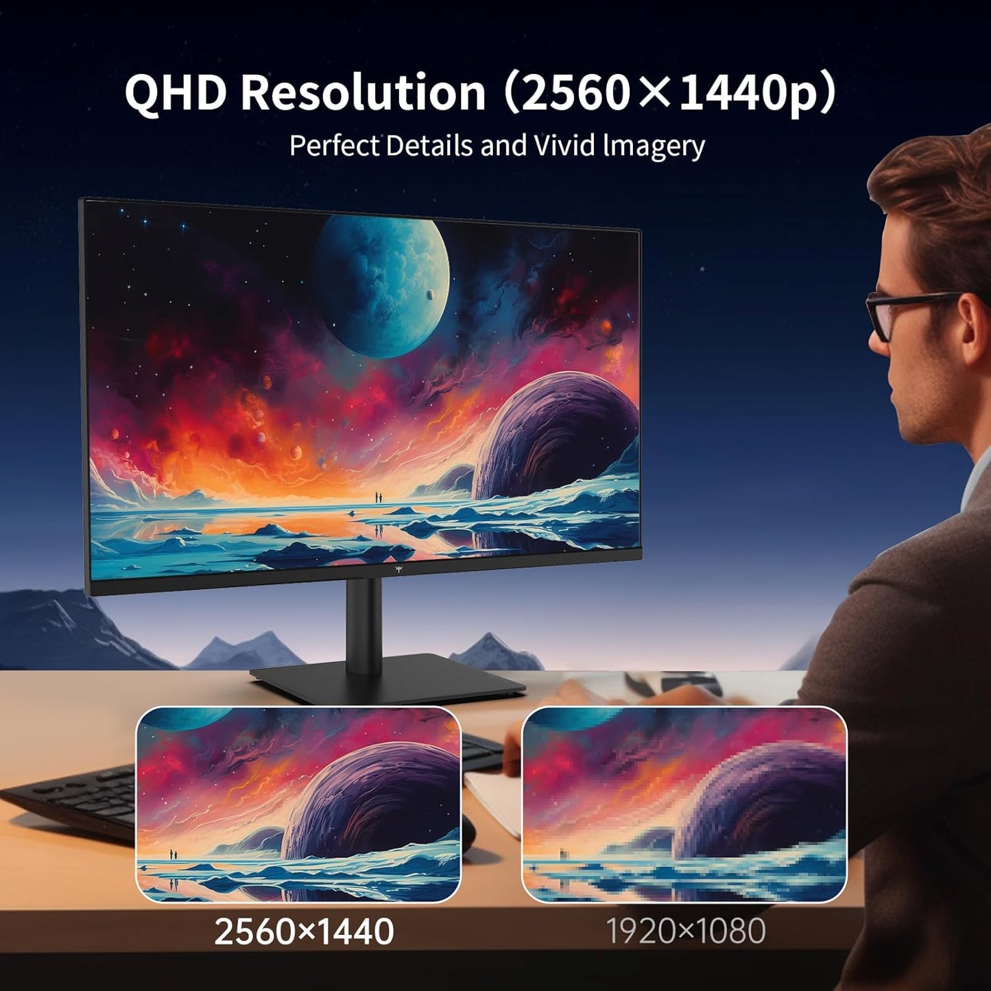 KTC 32 Inch 2K Computer Monitor, IPS 1440p Monitor with Ultra-Thin Bezels, HDR10, Freesync/G-sync, HDMI/DP Ports, Tilt Adjustable, Eyecare, Ideal for Business, Office, and Casual Gaming