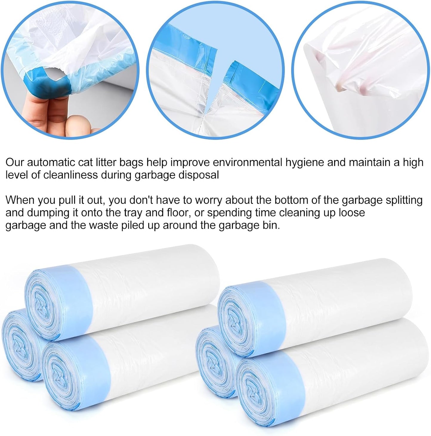 Cat Litter Box Liners, 120 Count Large Cat Litter Bags Thickened Cat Litter Waste Receptacles Bags Automatic Self Cleaning Cat Litter Box Liner, Universal Compatible for Most Litter Boxs