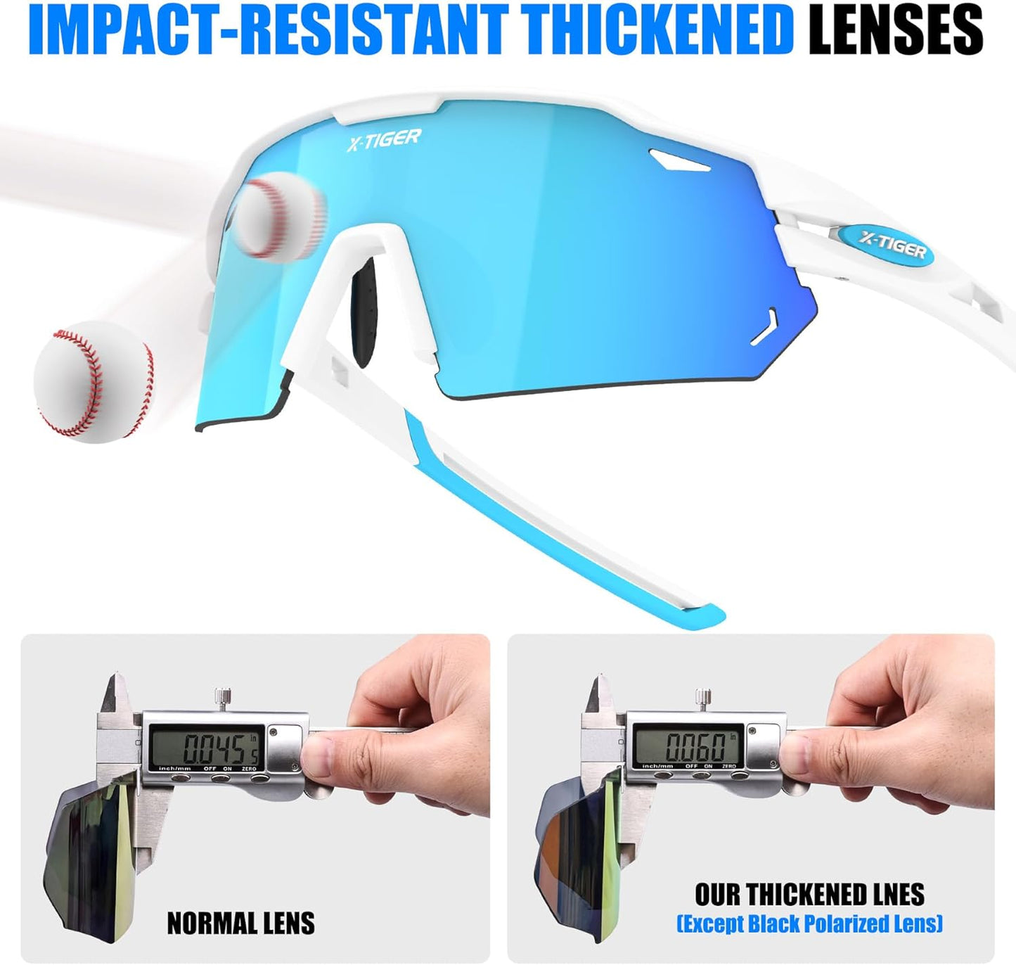 X-TIGER Polarized Cycling Glasses with 5 Interchangeable Lenses,MTB Biking Baseball Running Sports Sunglasses for Men Women