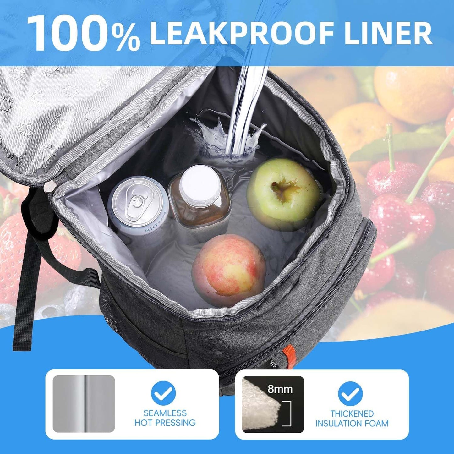 Bagtopia Camping Cooler Backpack 25 Cans, Leak Proof Insulated Thermal Bag, Beach Travel Picnic Lunch Backpack for Men Women