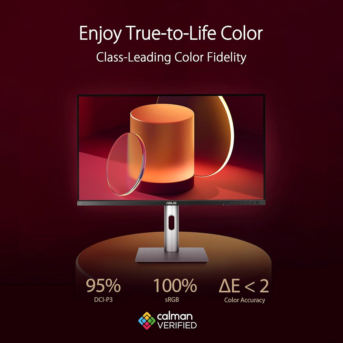 ASUS ProArt Display 27" Monitor PA278CV - WQHD (2560 x 1440), IPS, 100% sRGB, 100% Rec. 709, ΔE < 2, Calman Verified, USB Hub, USB-C, DisplayPort Daisy-Chaining, HDMI, Eye Care, Height Adjustable , BLACK/SLIVER