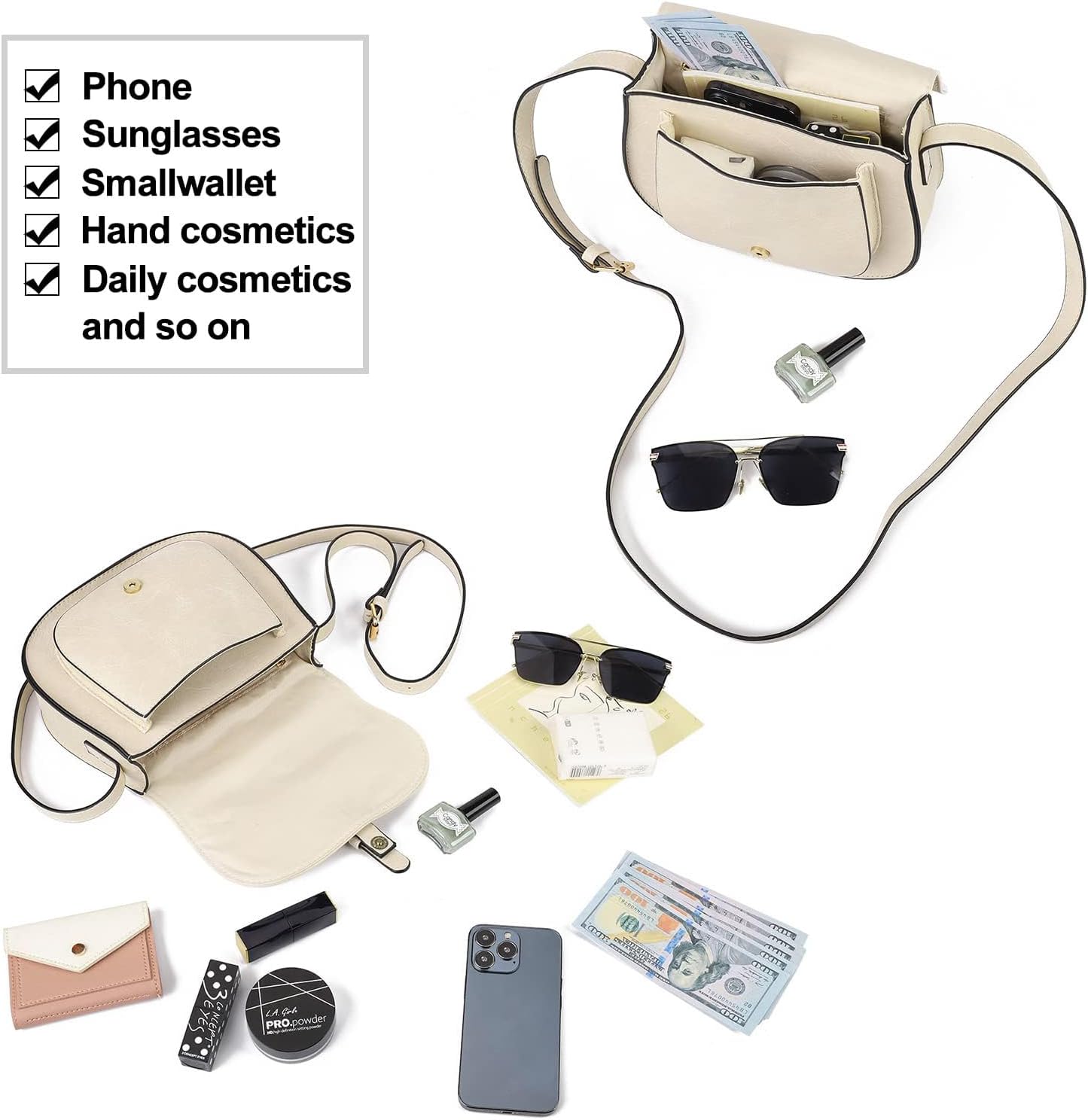 Crossbody Bags for Women Small Over the Shoulder Saddle Purses and Boho Cross body Handbags,Vegan Leather
