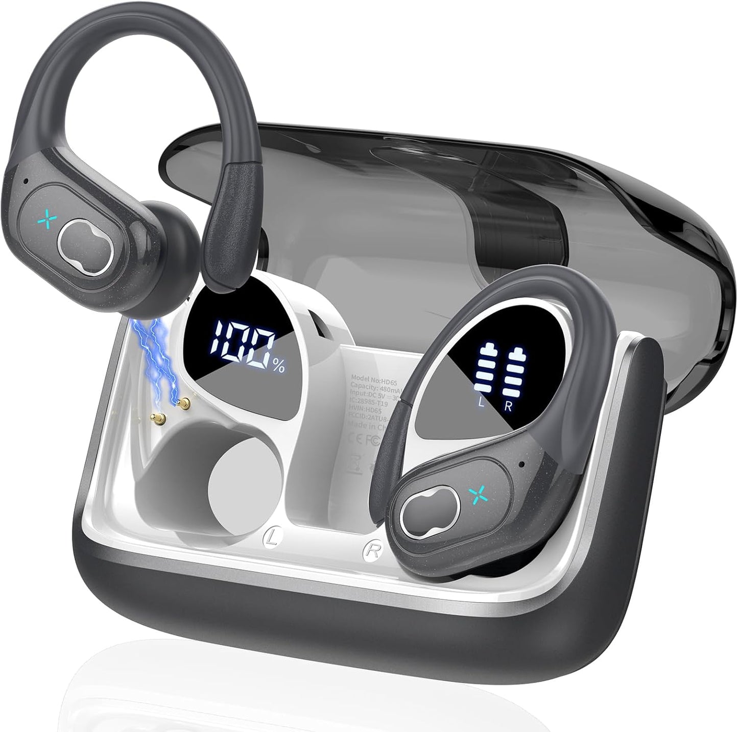 STECEi Wireless Earbuds 75hrs Bluetooth 5.4 Headphone Sport, Bluetooth Earbuds HiFi Stereo Over Ear Bud with Earhooks, ENC Noise Cancelling Mic, IP7 Waterproof Wireless Earphone for Workout/Running