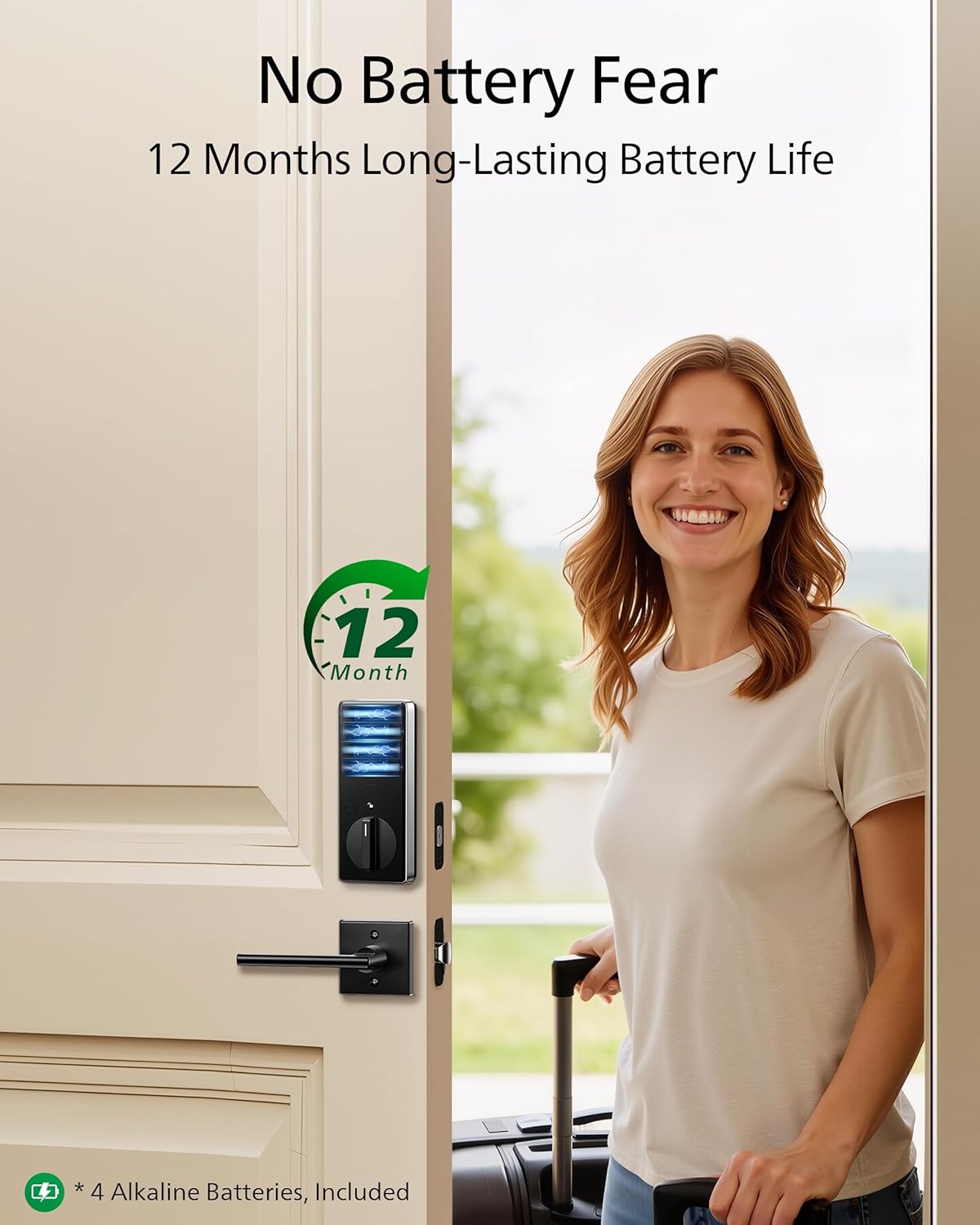 Philips Fingerprint Keyless Entry Door Lock, Electronic Door Lock with Touchscreen, Long-Lasting Battery, Auto Locking, One-Time Code, Keypad Deadbolt, One-Touch Locking, Matte Black