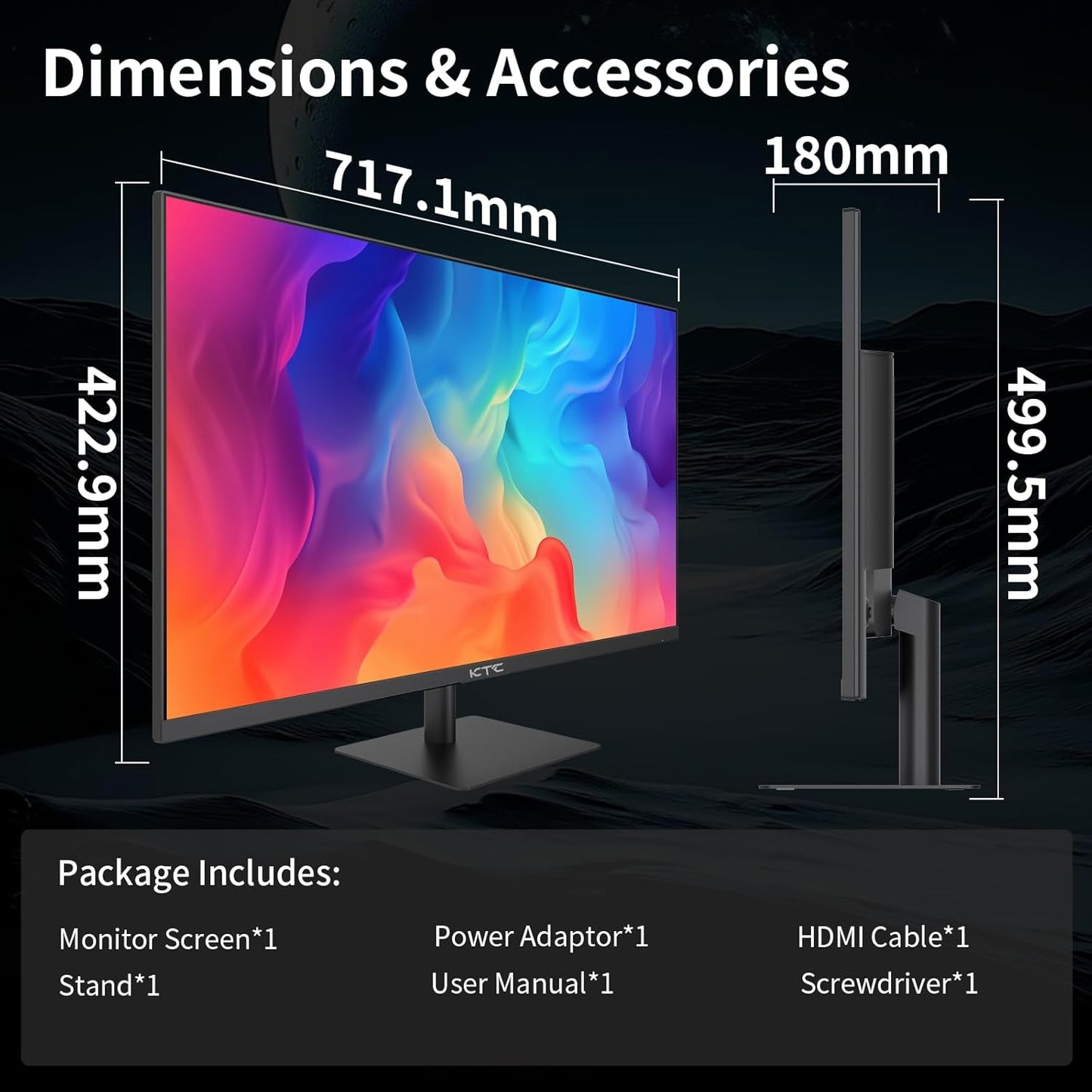 KTC 32 Inch 2K Computer Monitor, IPS 1440p Monitor with Ultra-Thin Bezels, HDR10, Freesync/G-sync, HDMI/DP Ports, Tilt Adjustable, Eyecare, Ideal for Business, Office, and Casual Gaming