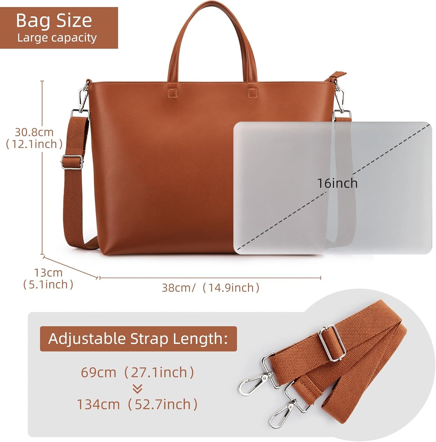 KALIDI Tote Bag Zipper Shoulder Bag Faux Leather Purses for Women Large Casual Handbag Work Dating College