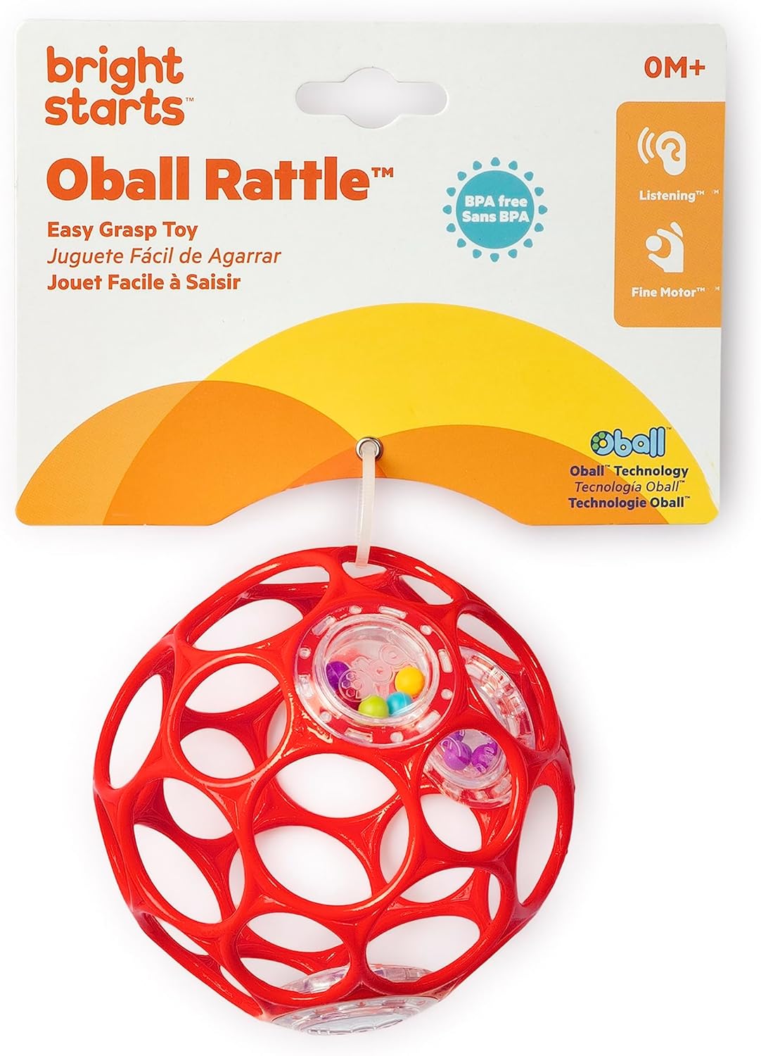 Bright Starts Oball Easy-Grasp Rattle BPA-Free Infant Toy in Teal, Age Newborn and up, 4 Inches